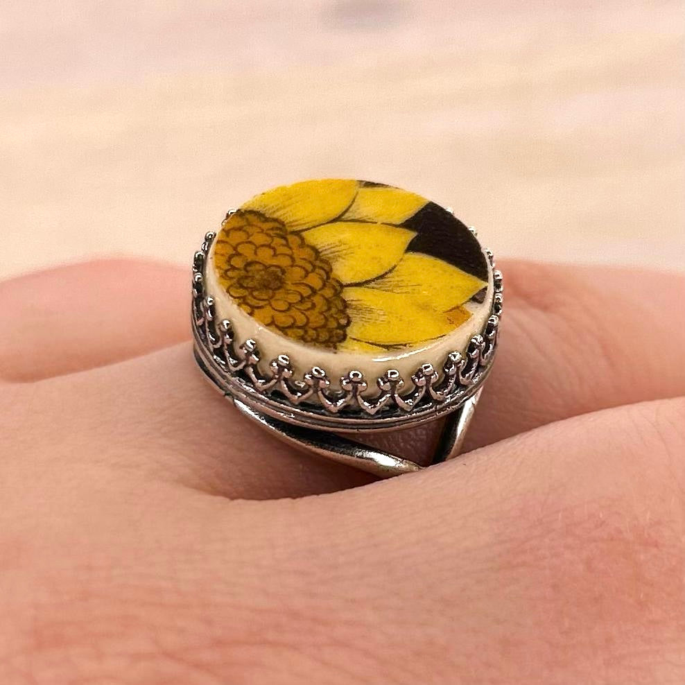 1960’s Sterling Silver Johnson of Australia Sunflower Ring