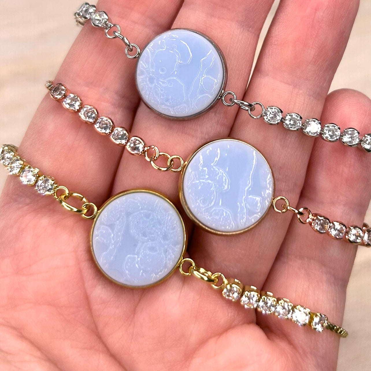 1930’s Fire King ‘Delphite’ CZ Bracelet M