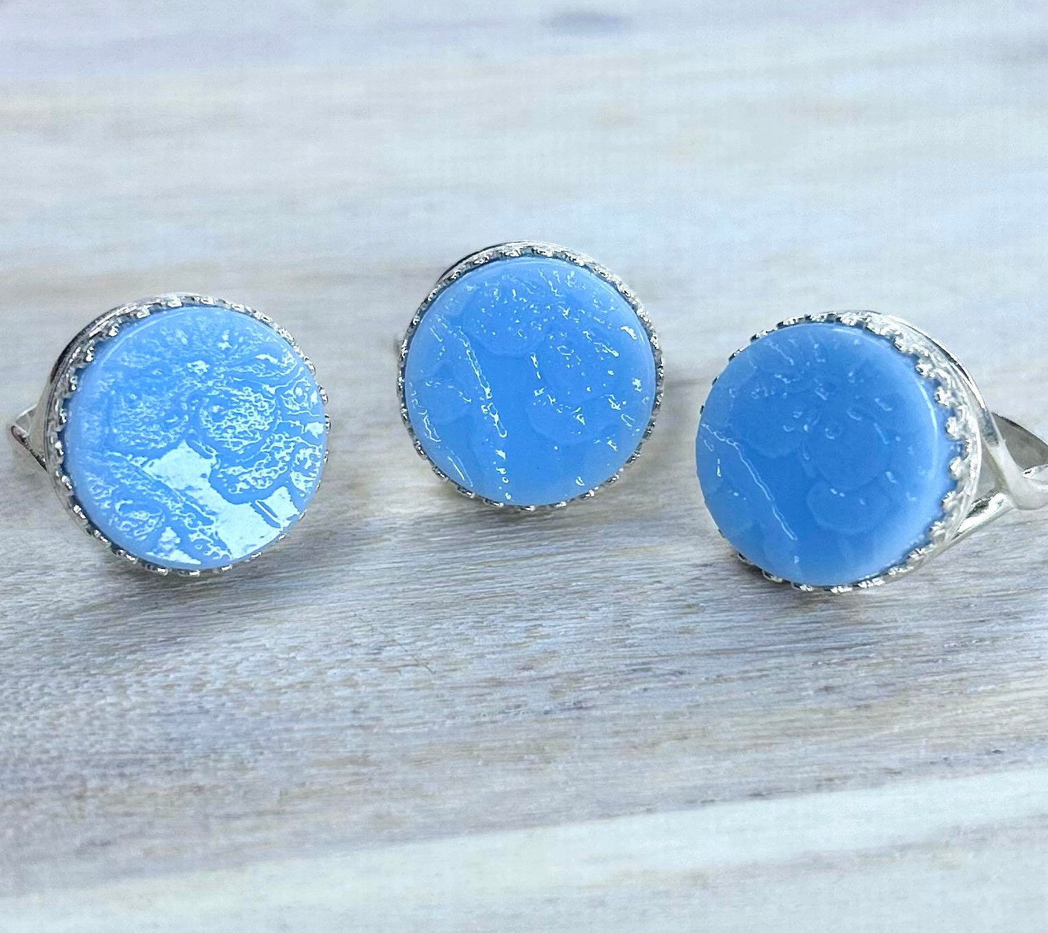 1930’s Sterling Silver Fire King ‘Delphite’ Ring M