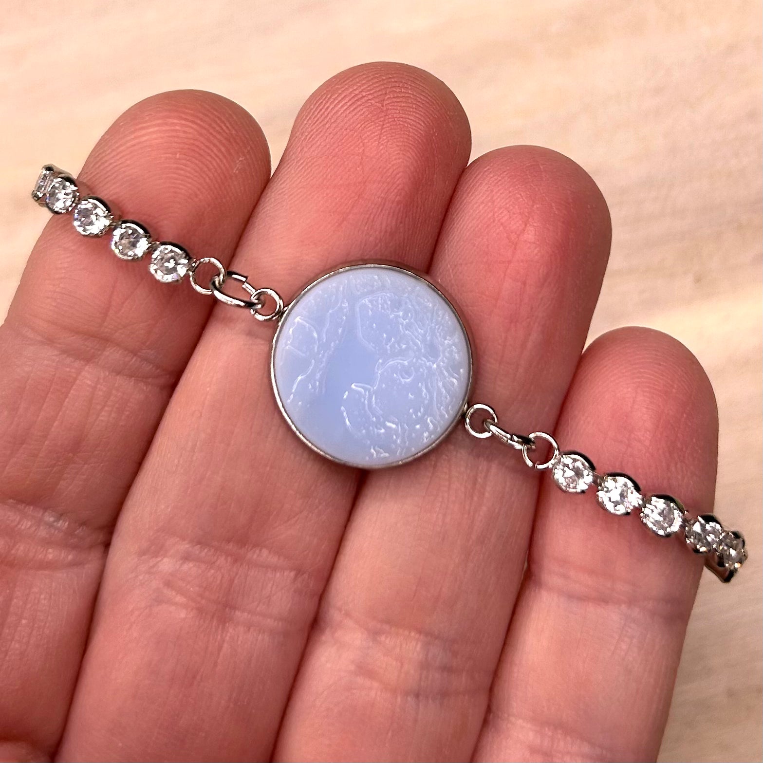 1930’s Fire King ‘Delphite’ CZ Bracelet M