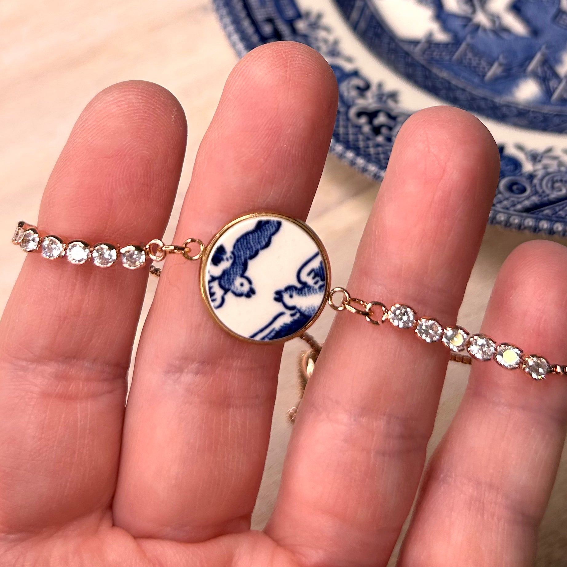 1960’s Churchill ‘Blue Willow’ CZ Bracelet RM