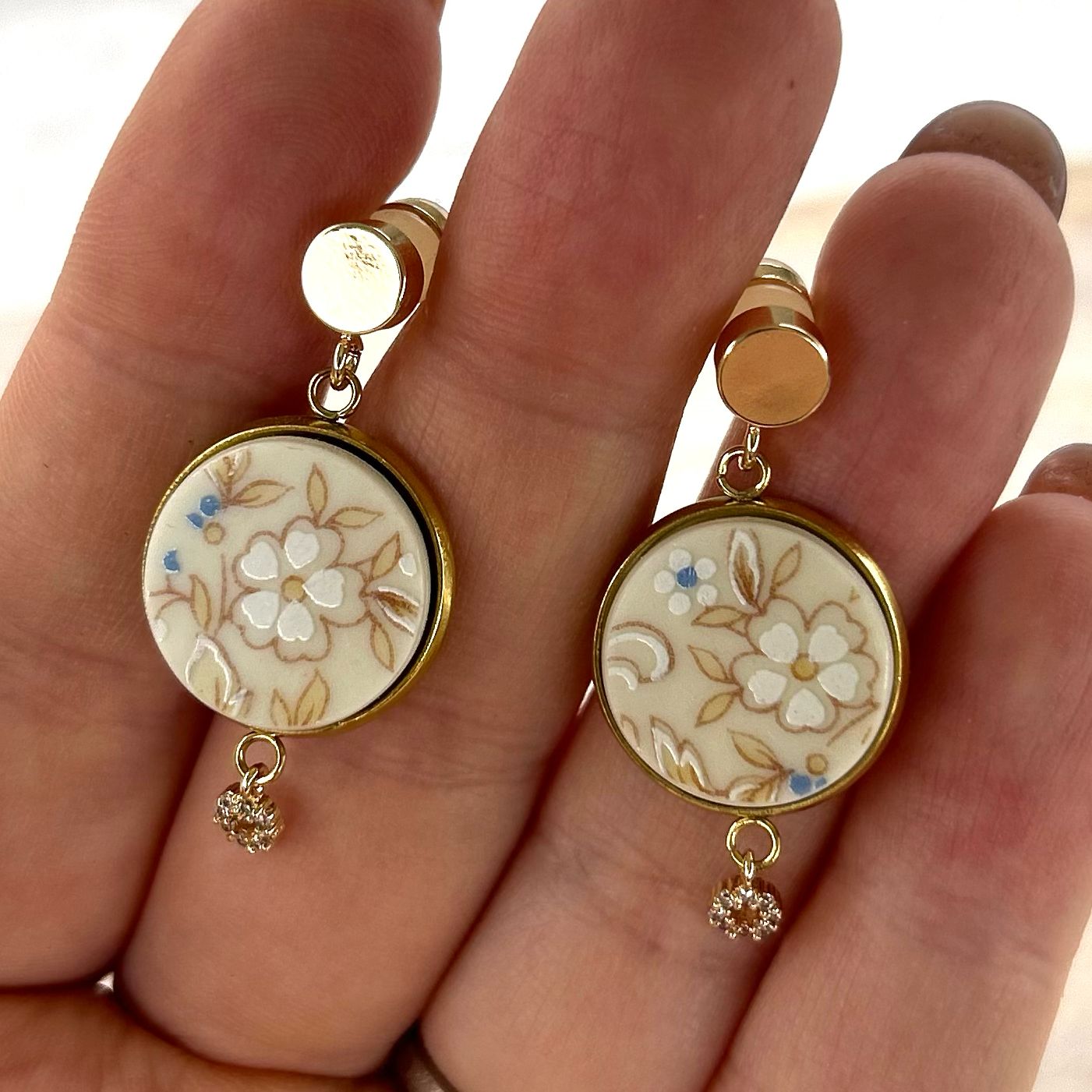 1990’s Stud Dangly Earrings CZ Y