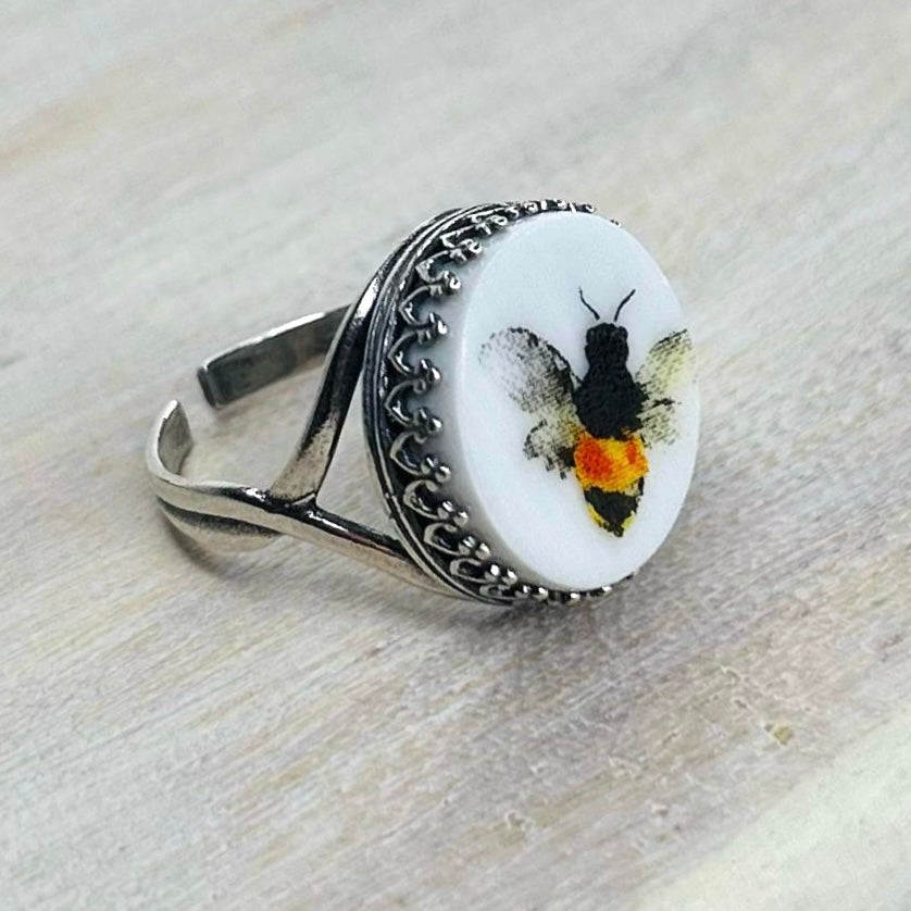 Sterling Silver Bee Bumblebee Ring