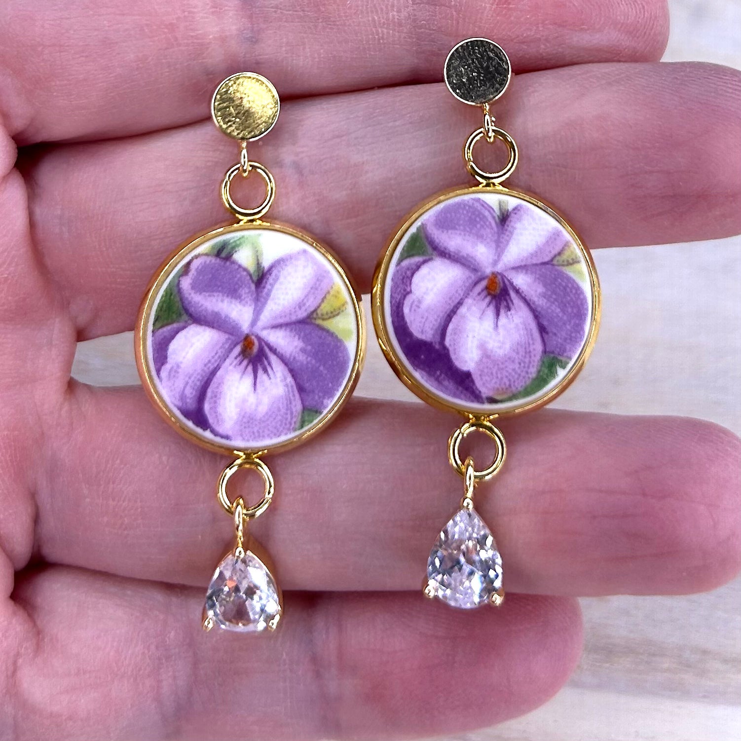 1950’s Royal Standard Stud Dangly Earrings CZ