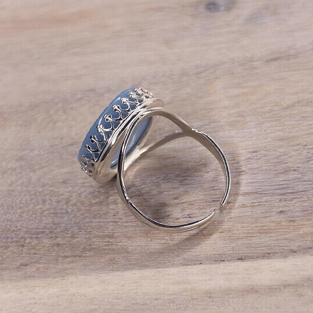 1930’s Sterling Silver Fire King ‘Delphite’ Ring M