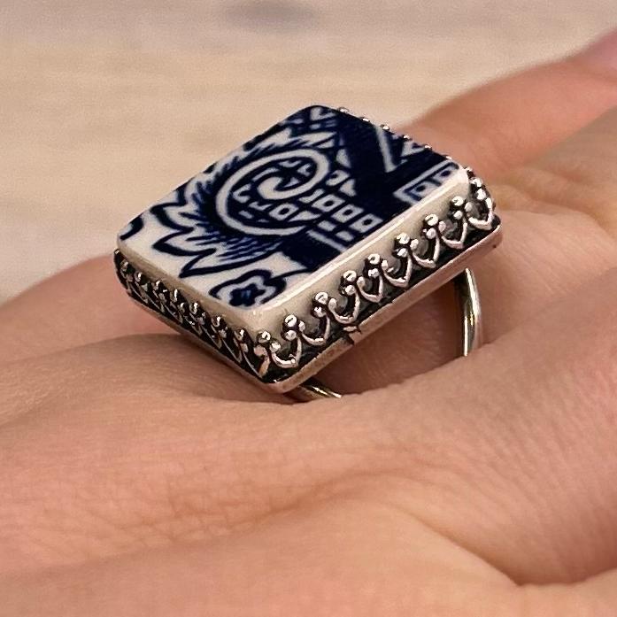 1960/70’s Sterling Silver Churchill ‘Blue Willow’ Ring