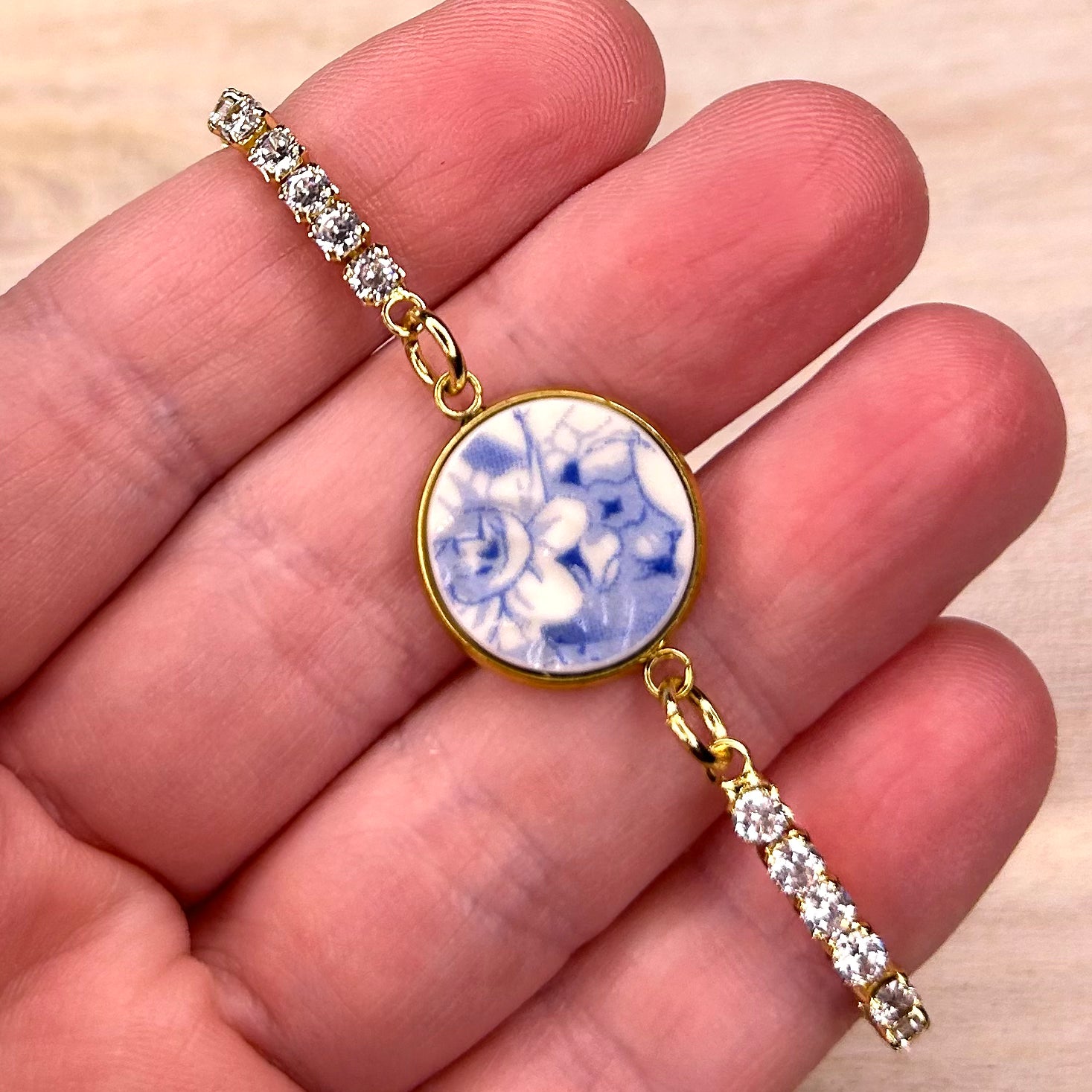 1990’s Blue Floral CZ Bracelet