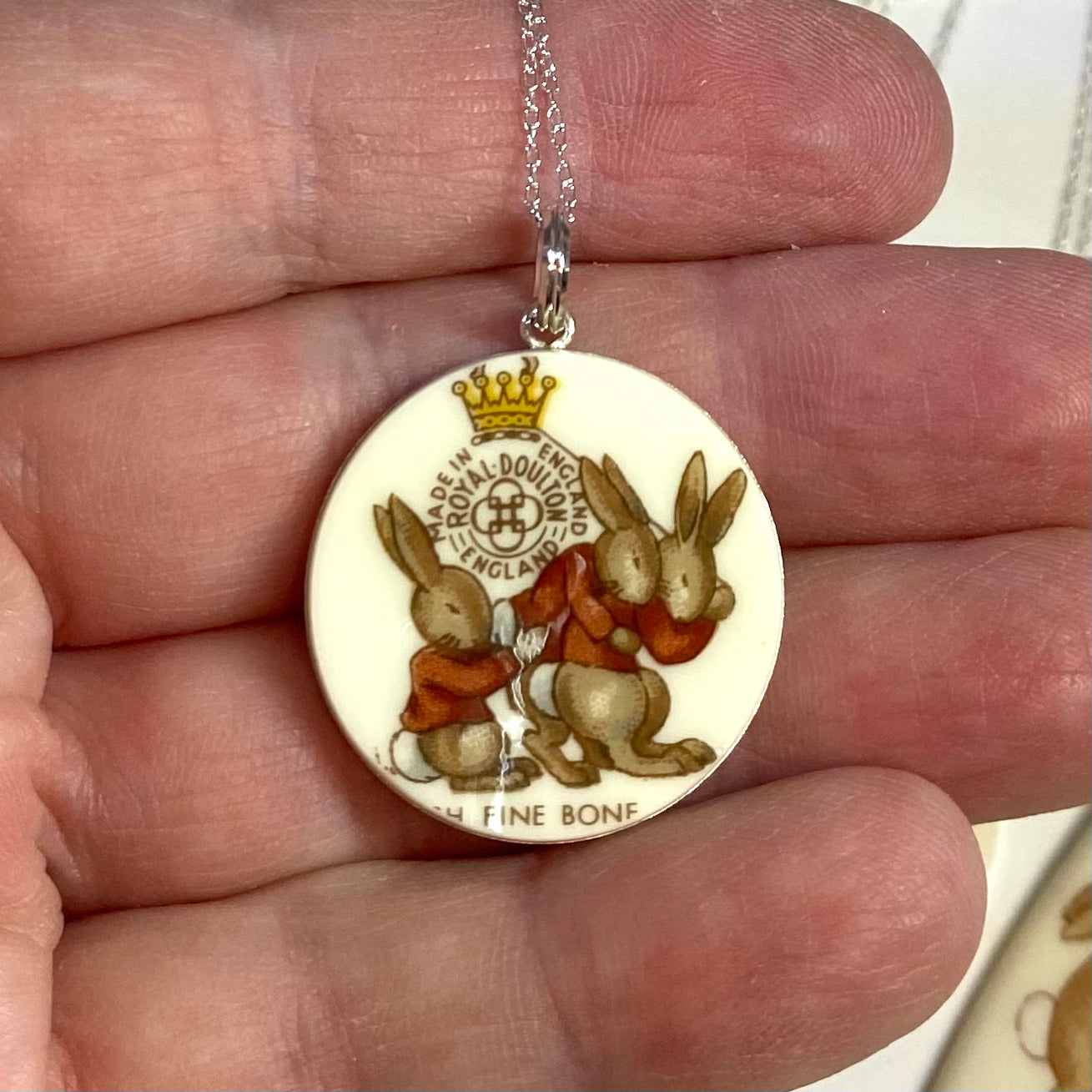 Sterling Silver Bunnykins by Royal Doulton Pendant Necklace