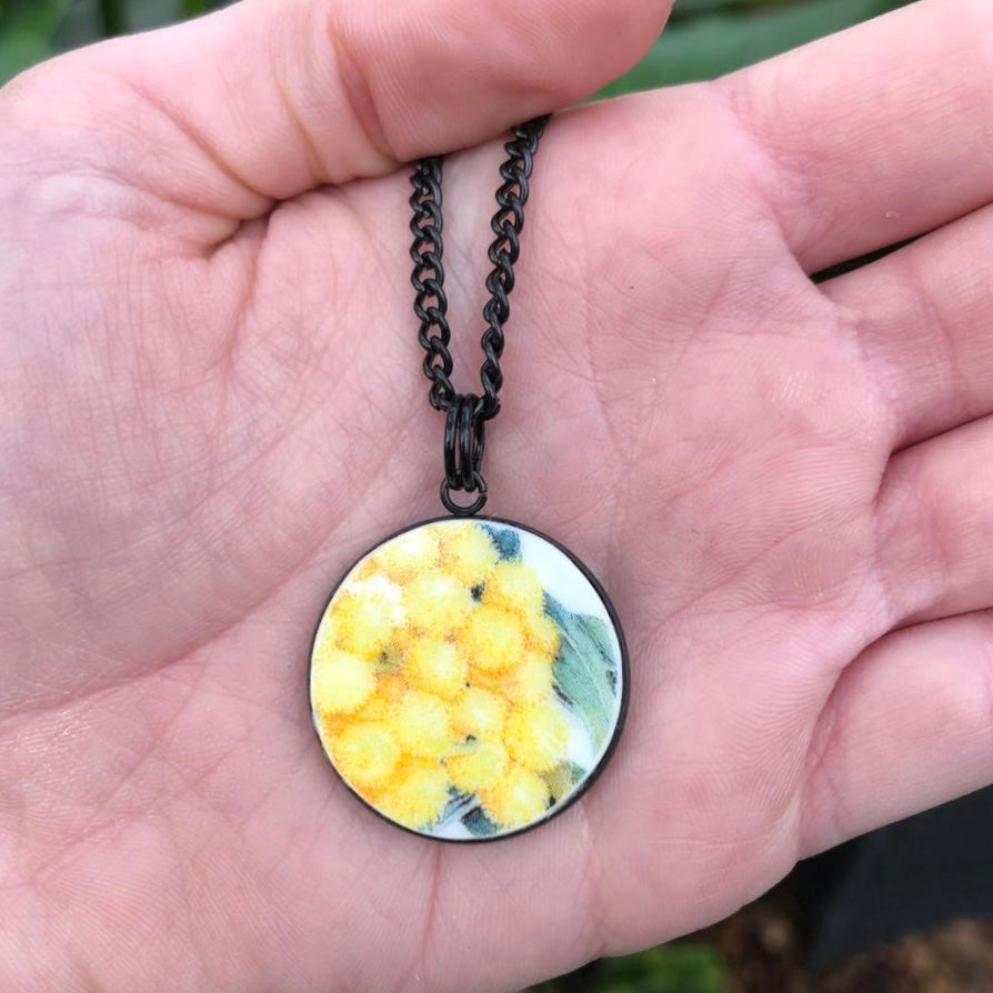 Wattle Flower Pendant Necklace M