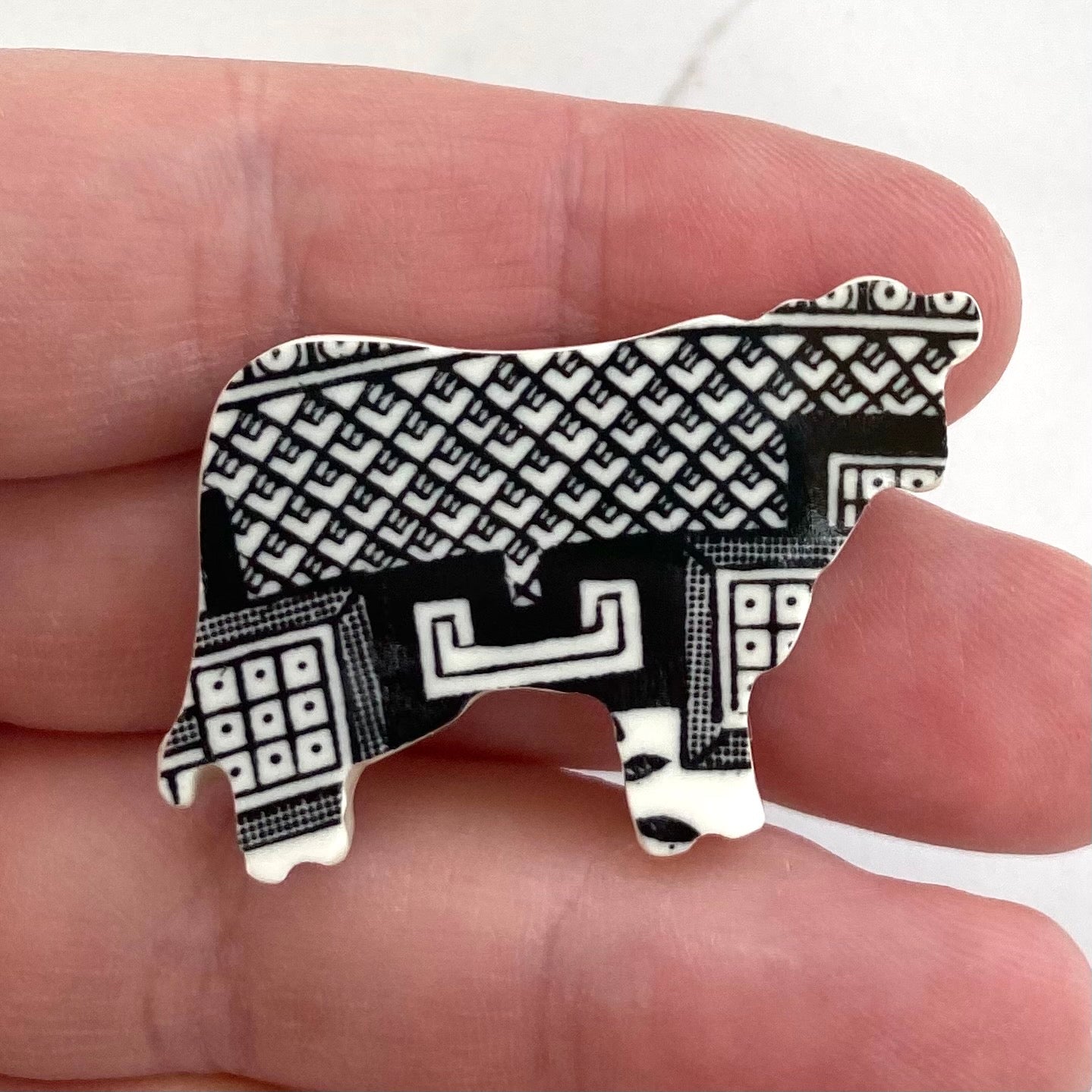 50% off! Midnight Willow cow brooch M