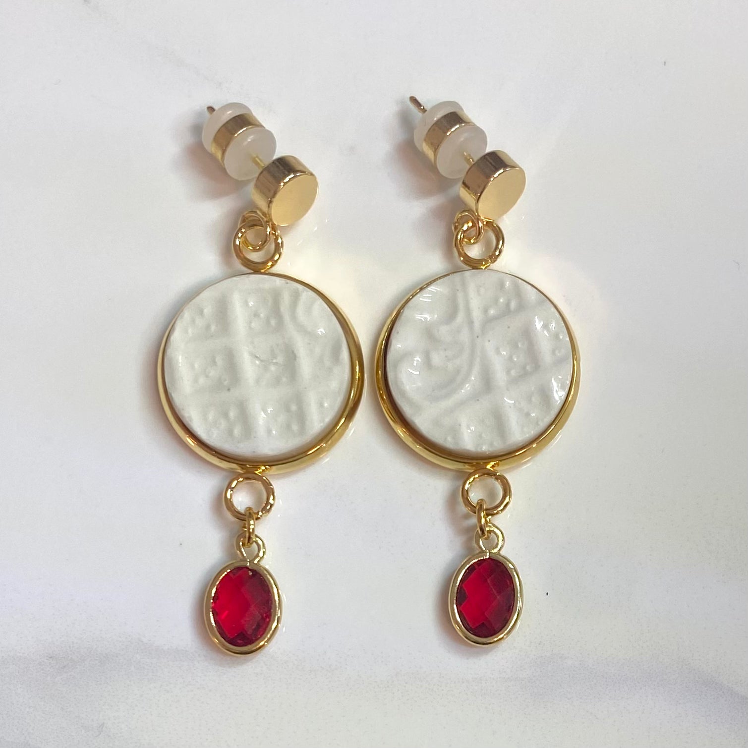 40% off! 1950’s Burleigh Ironstone ‘Moselle’ Stud Dangly Earrings Red