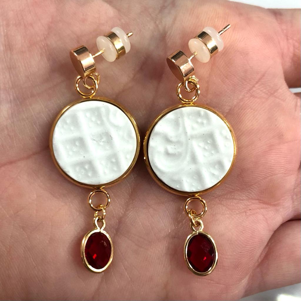 40% off! 1950’s Burleigh Ironstone ‘Moselle’ Stud Dangly Earrings Red