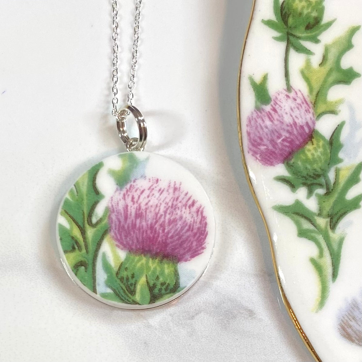 Sterling Silver Royal Albert ‘Thistle’ Pendant Necklace