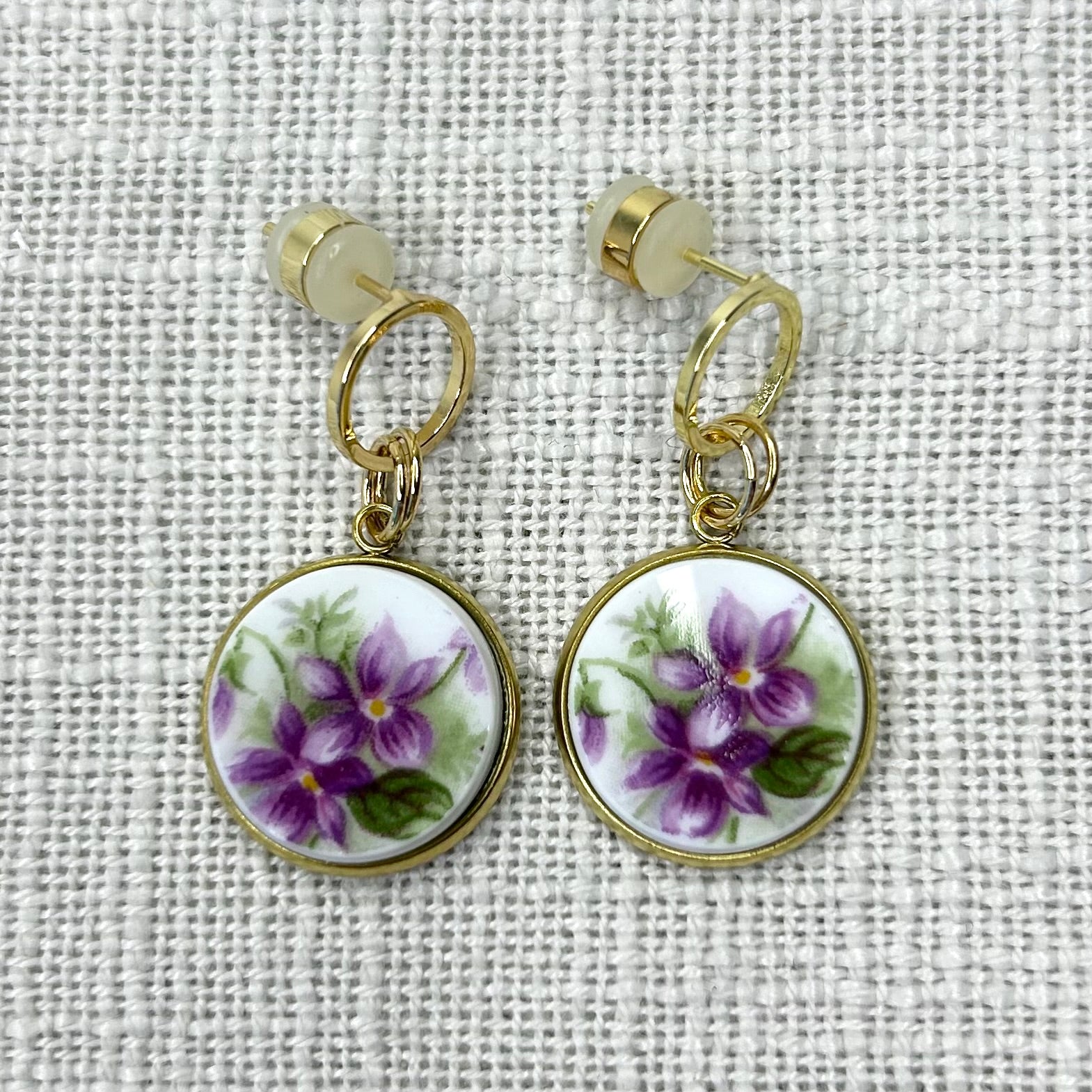 1966 Royal Albert ‘Sweet Violets’ Stud Dangly Earrings Y