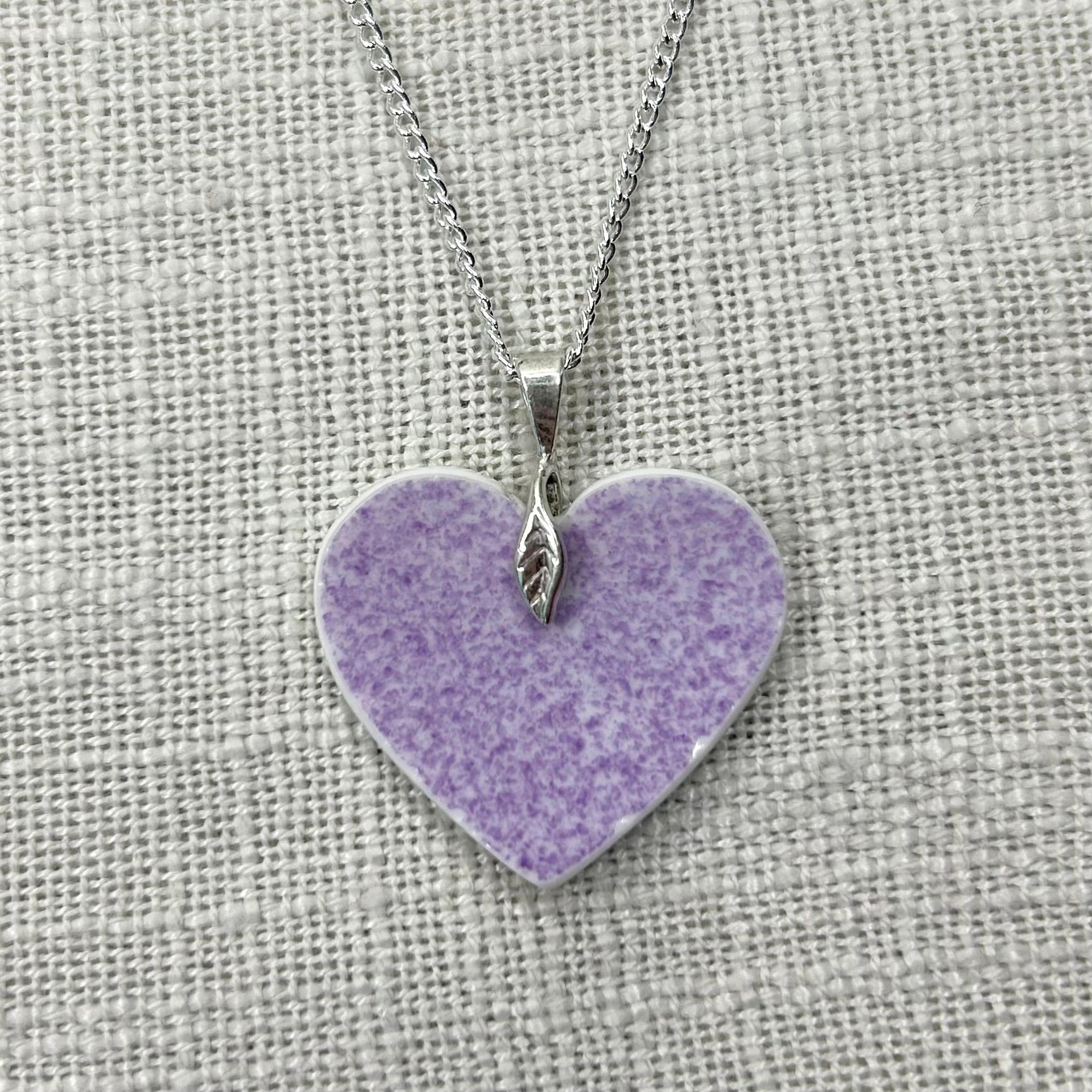 1930’s Royal Staffordshire Heart Shaped Pendant Necklace Sterling Silver