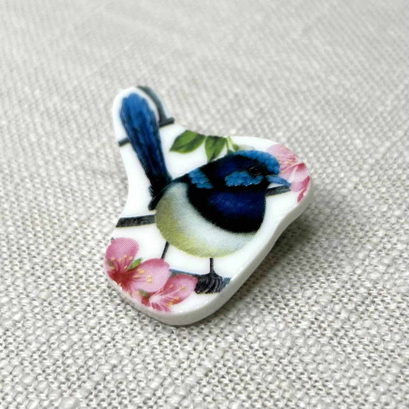 Blue Fairy Wren Brooch