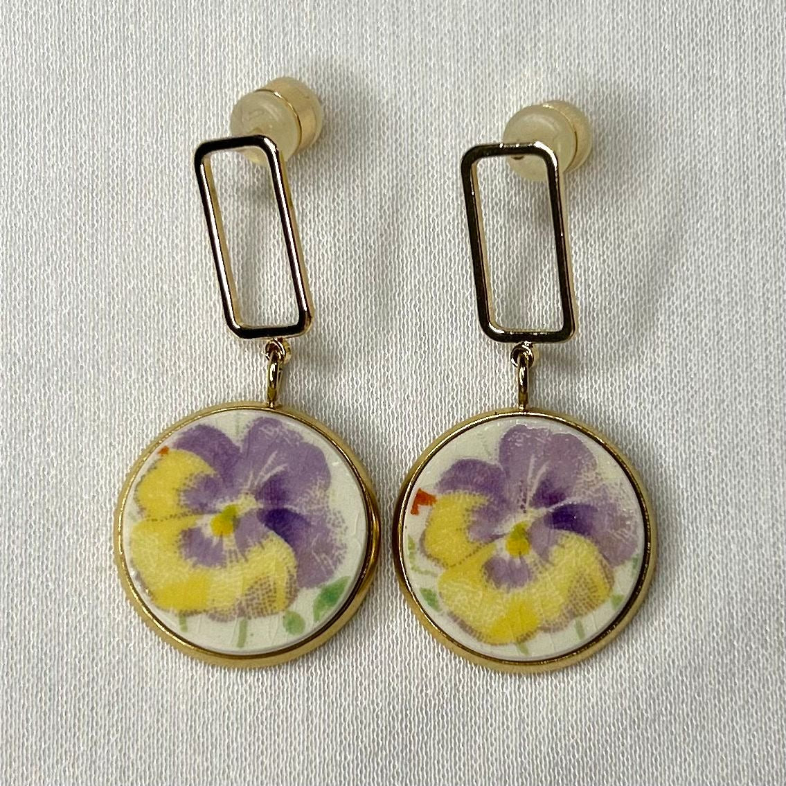 1937 Royal Doulton ‘Wild Pansy’ Stud Dangly Earrings YM