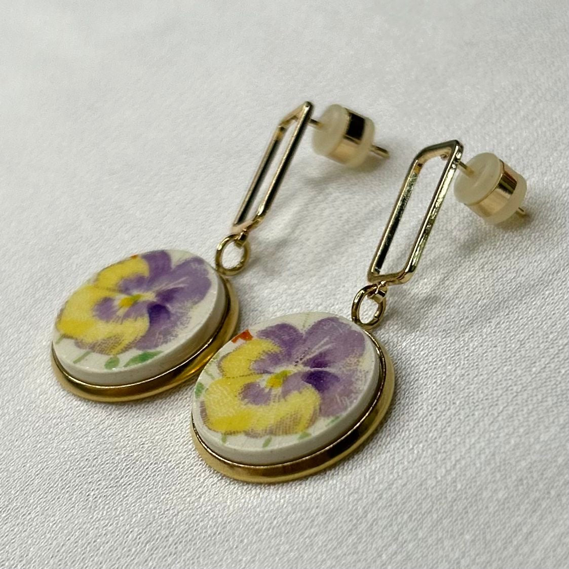 1937 Royal Doulton ‘Wild Pansy’ Stud Dangly Earrings YM