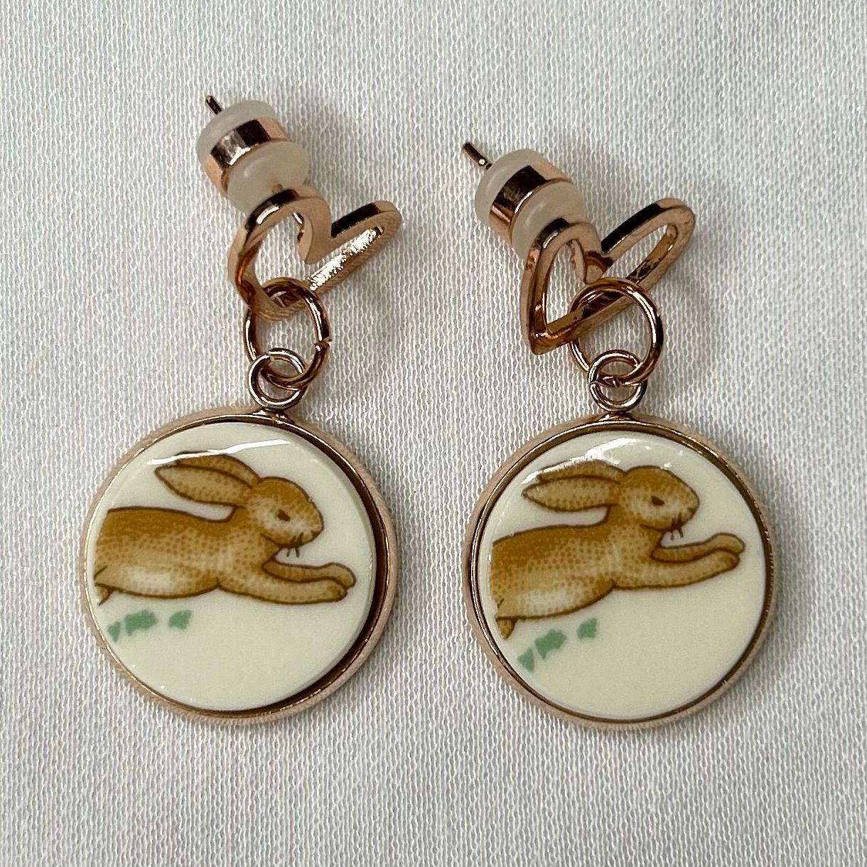 Bunnykins by Royal Doulton Heart Stud Dangly Earrings RM