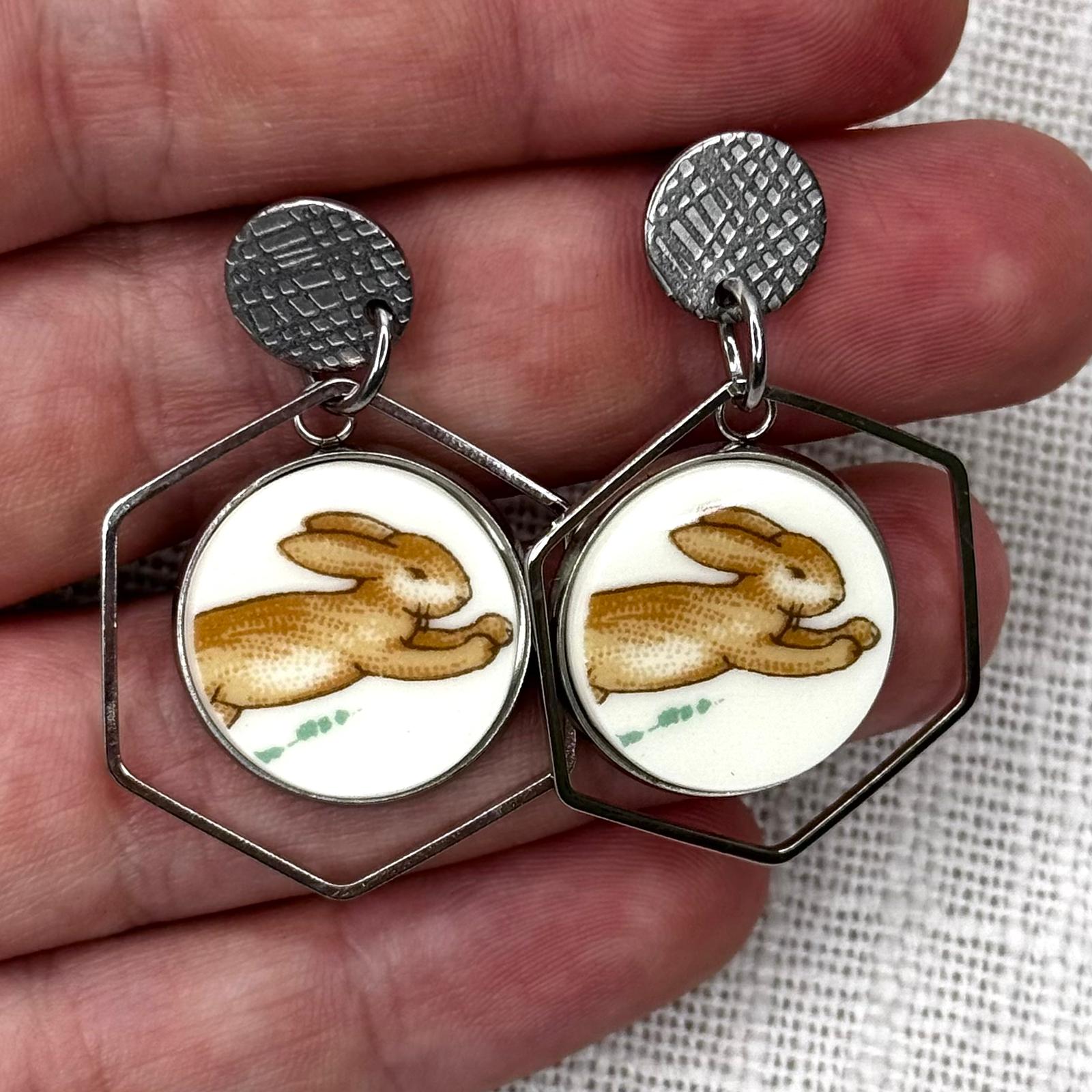 1970s Royal Doulton Bunnykins Stud Dangly Earrings