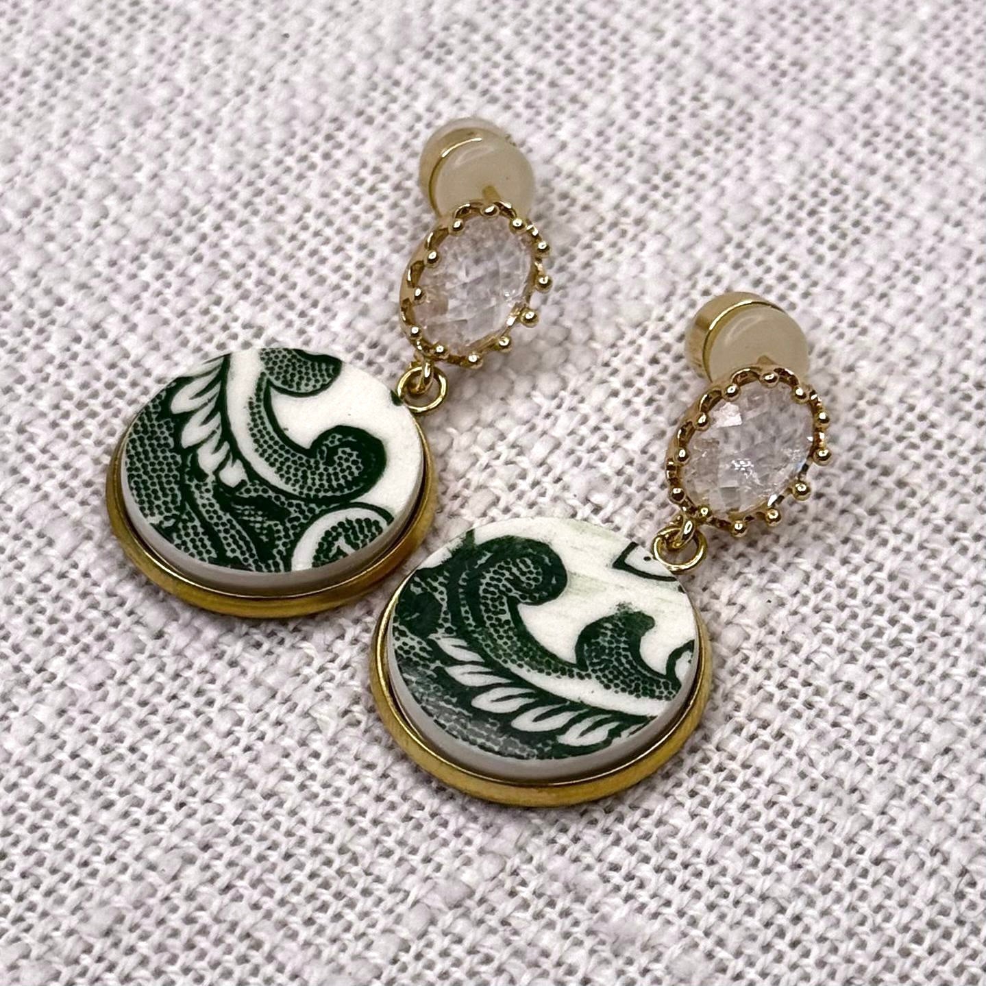 1960’s English Ironstone Rock Crystal Stud Dangly Earrings YGM