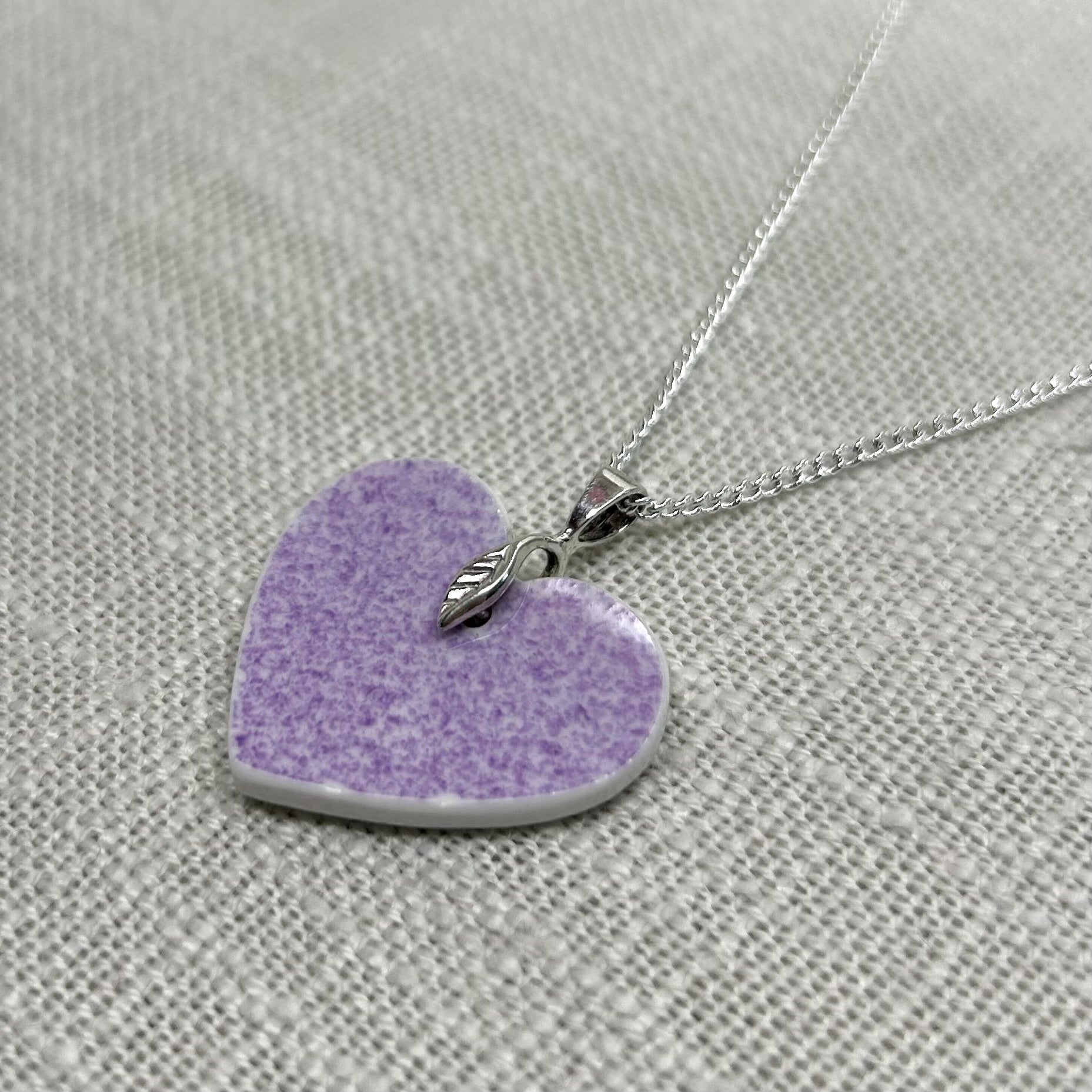 1930’s Royal Staffordshire Heart Shaped Pendant Necklace Sterling Silver