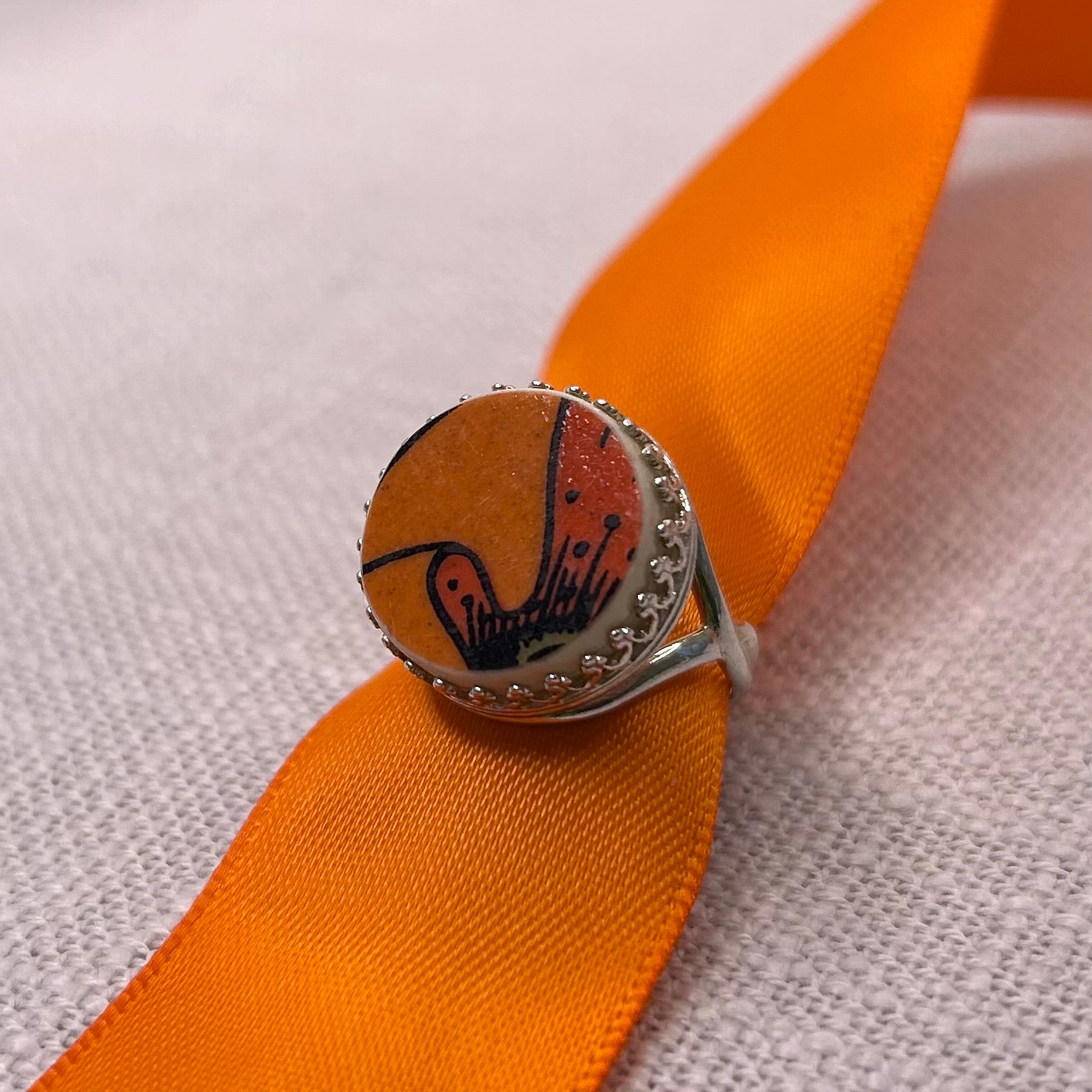 1960’70’s Sterling Silver Johnson of Australia ‘Poppy and Wheat’ Adjustable Ring SS