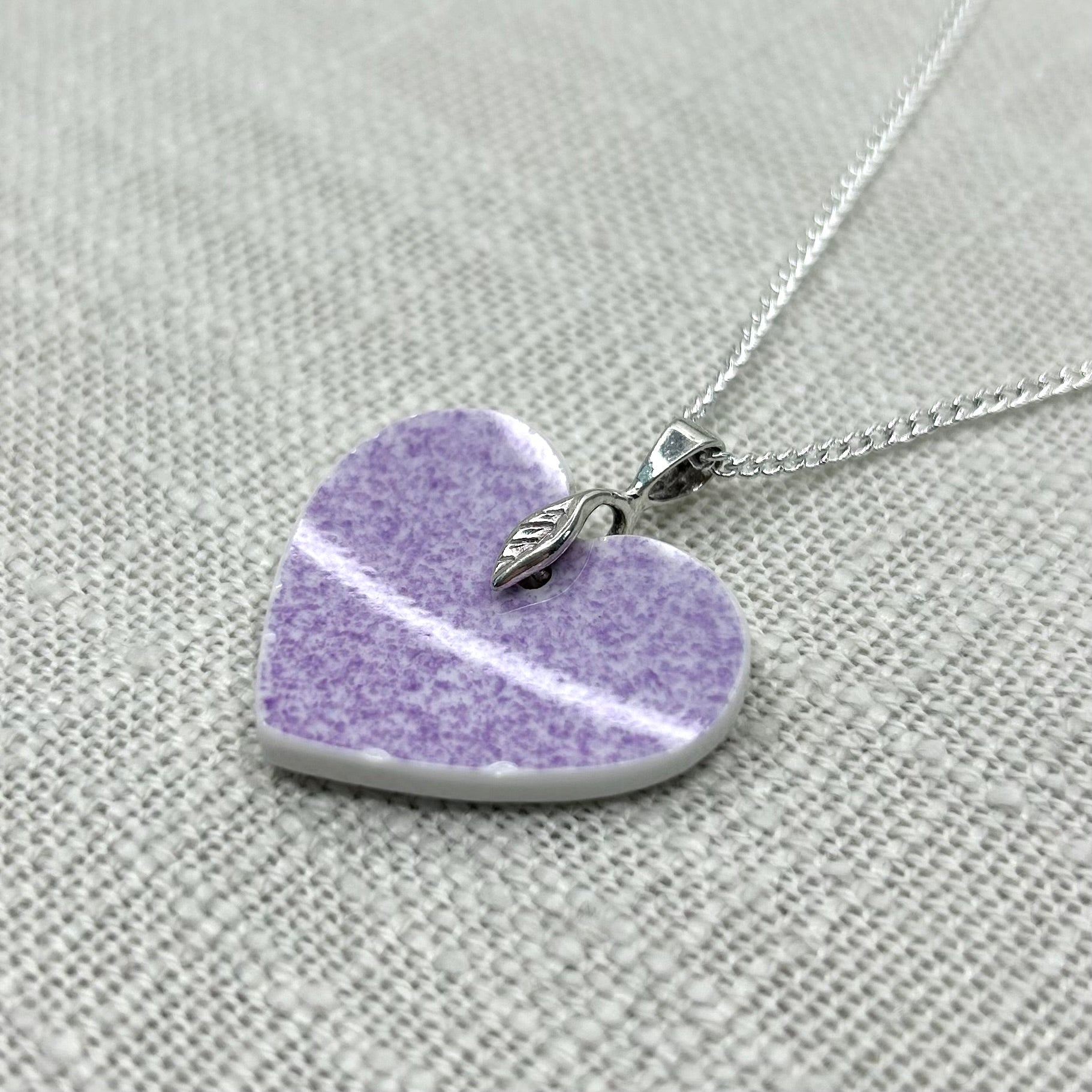 1930’s Royal Staffordshire Heart Shaped Pendant Necklace Sterling Silver