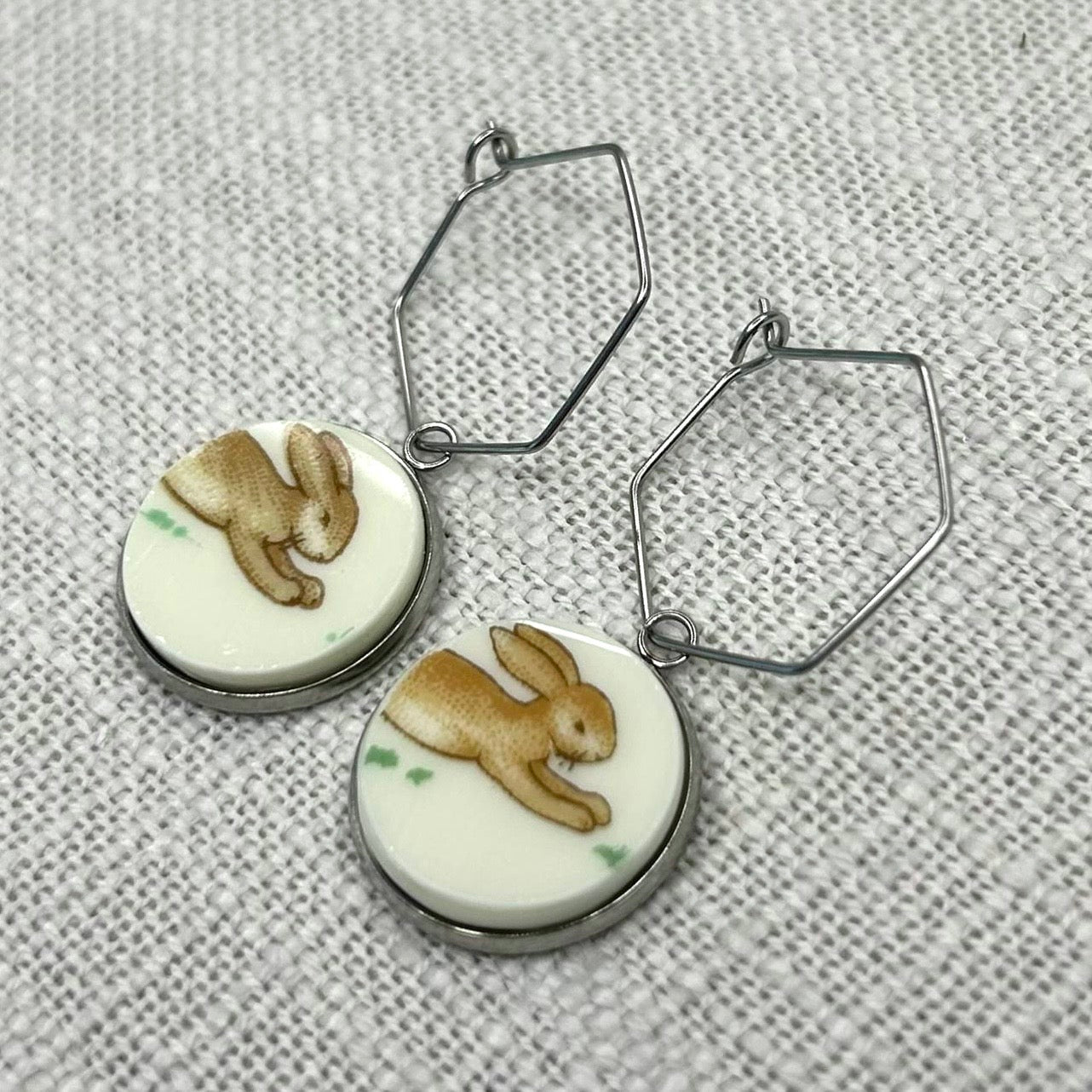 1970’s Royal Doulton ‘Bunnykins’ Hoops Dangly Earrings S