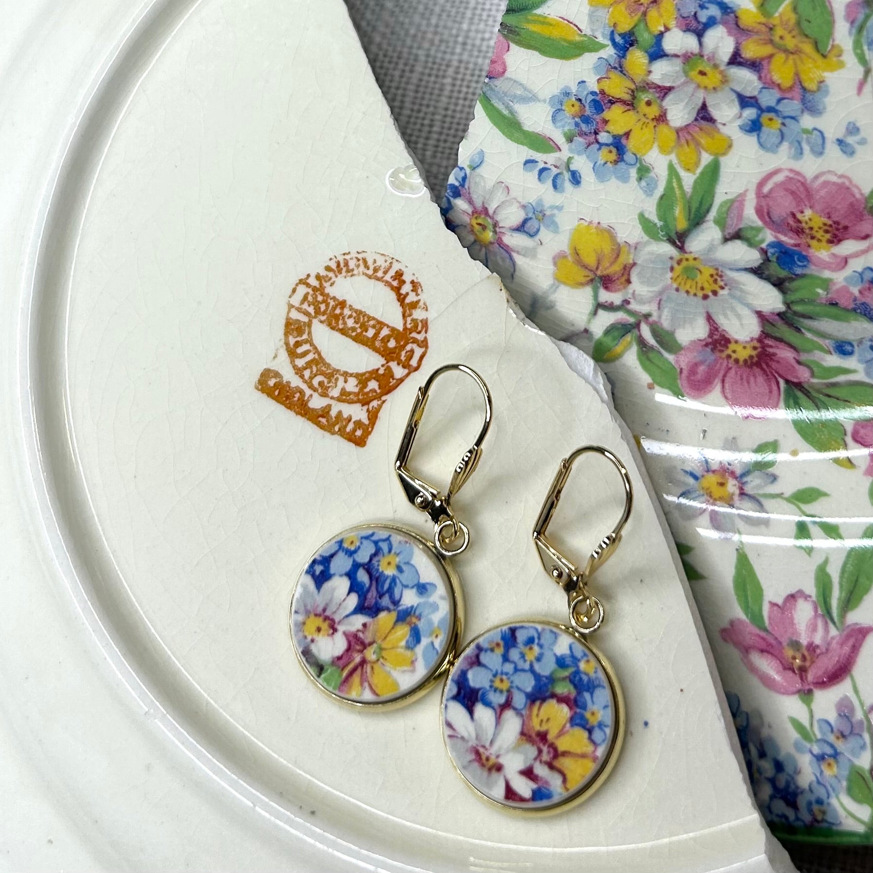 1910-1931 Midwinter Porcelon Burslem Leverback Dangly Earrings