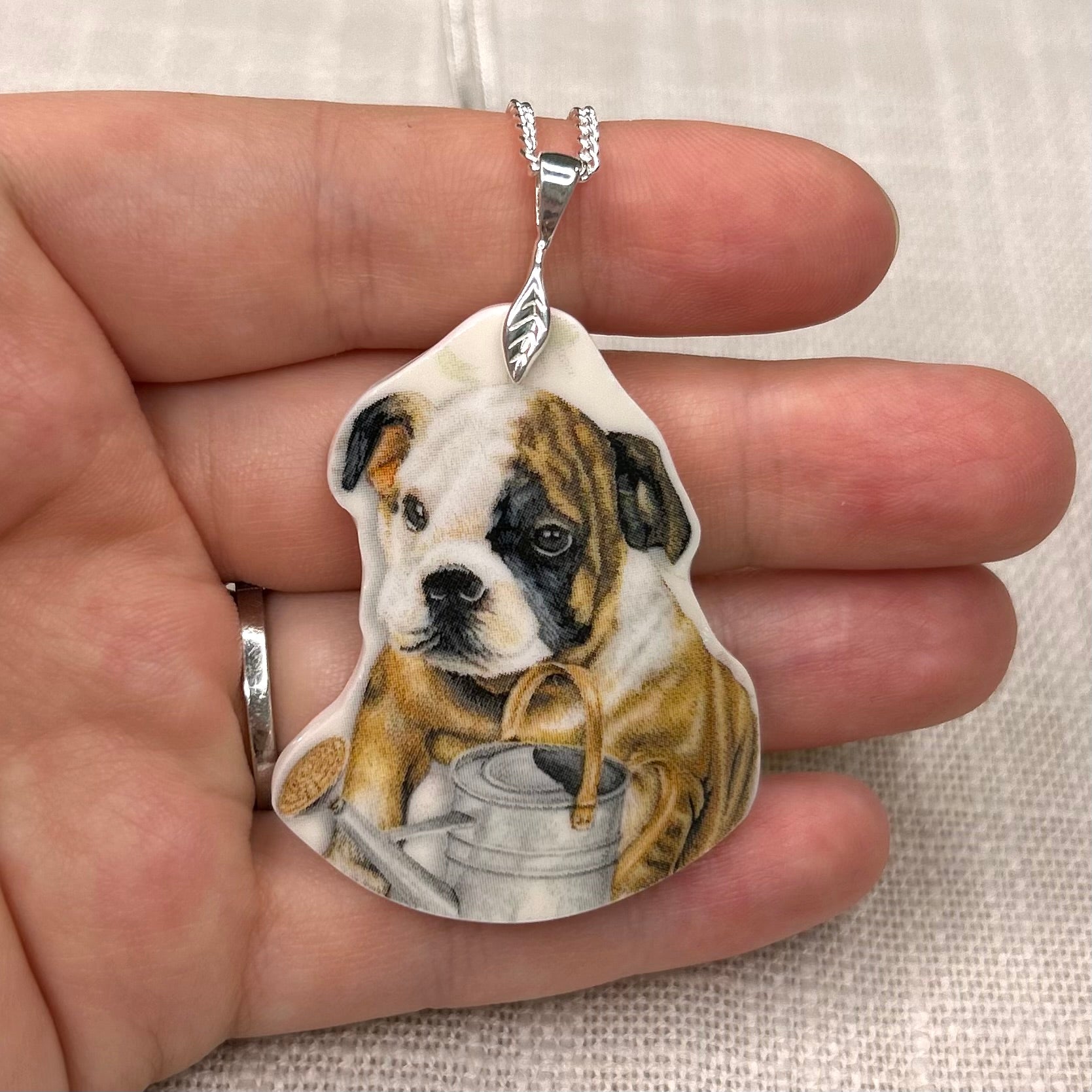 Sterling Silver English Bulldog Pendant Necklace