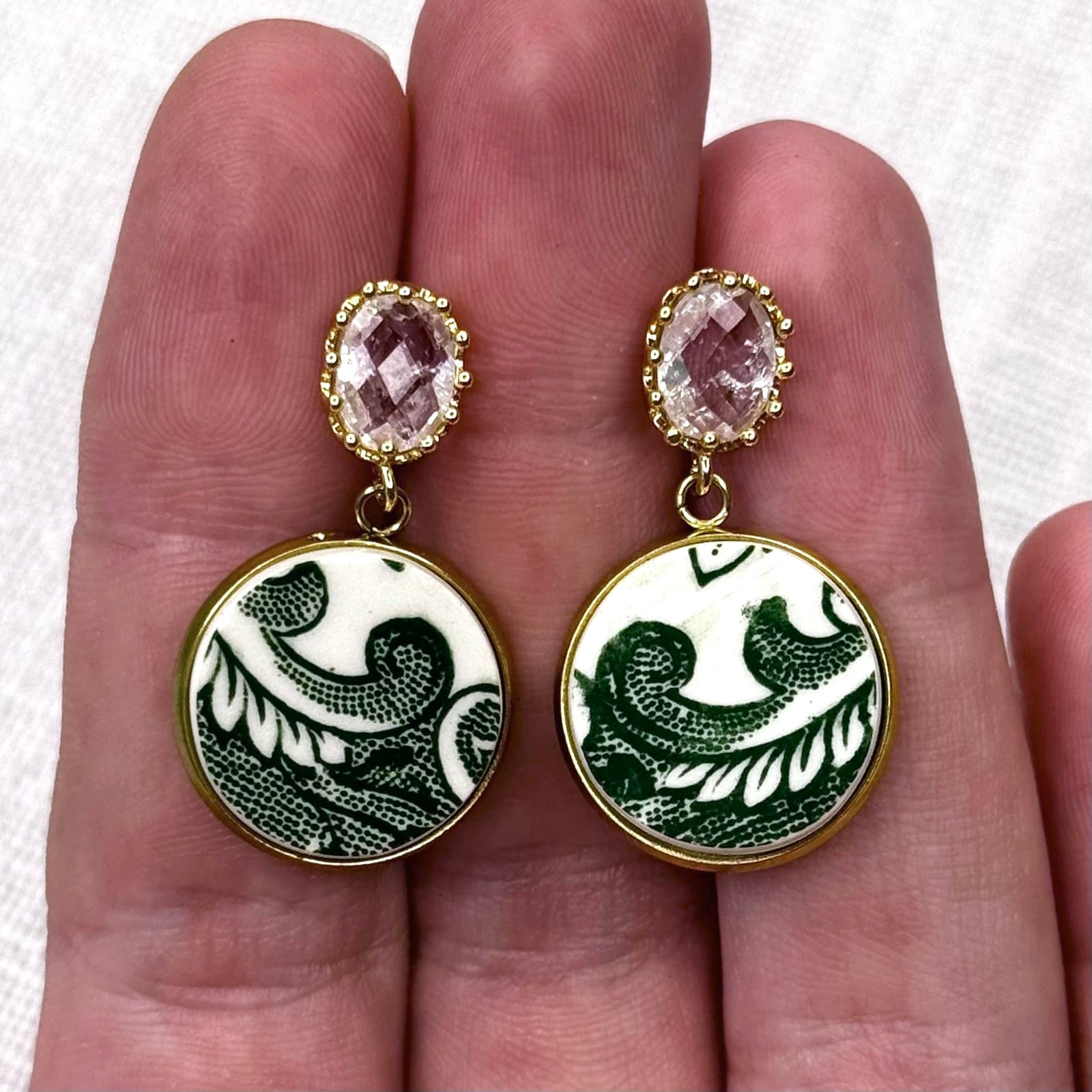 1960’s English Ironstone Rock Crystal Stud Dangly Earrings YGM