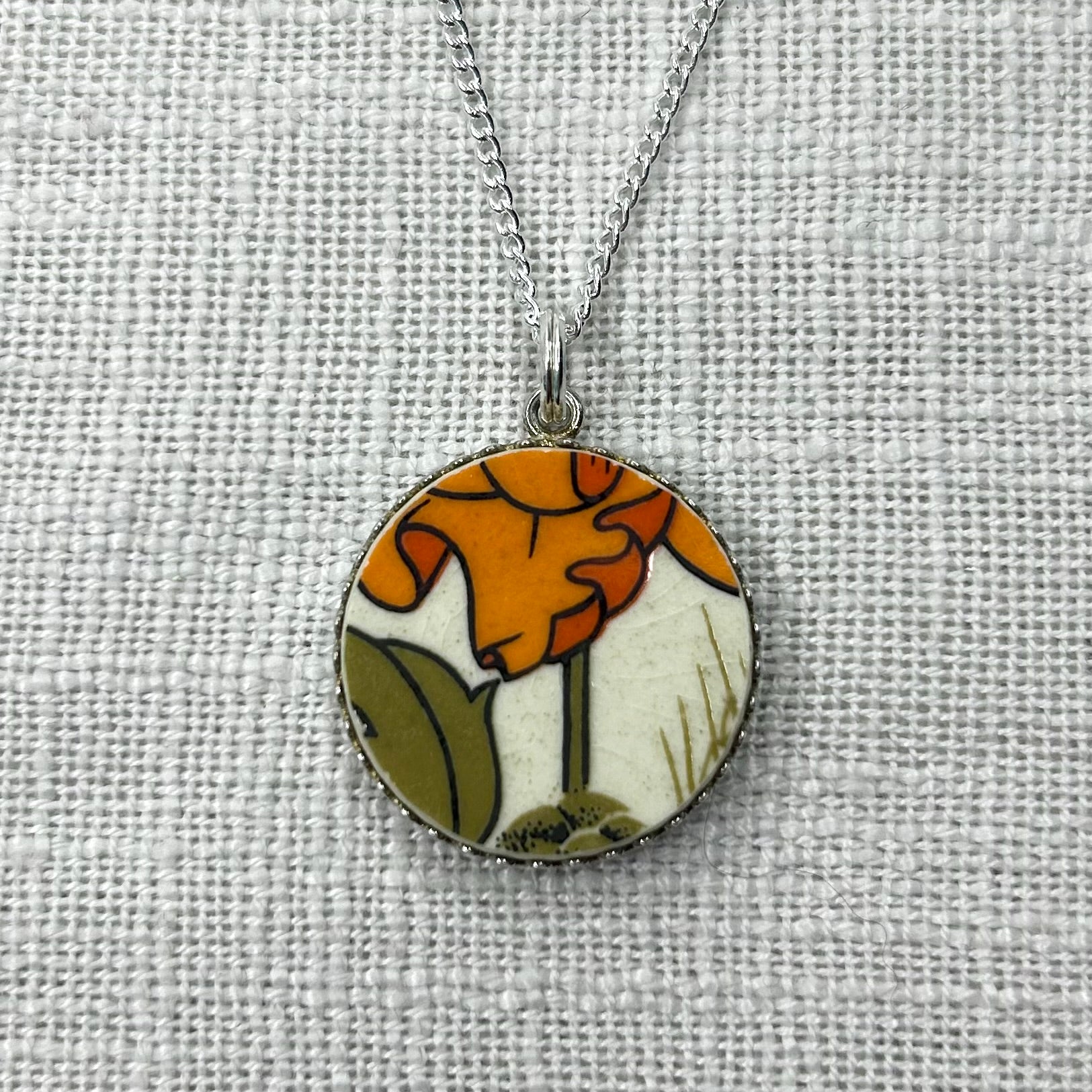 1960/70’s Johnson of Australia ‘Poppy and Wheat’ Pendant Necklace Sterling Silver