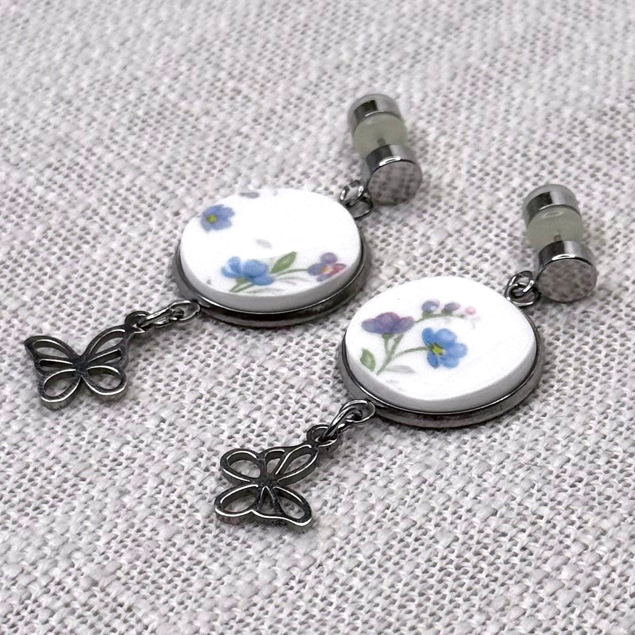 1965 Royal Albert Memory Lane Stud Dangly Earrings Butterfly