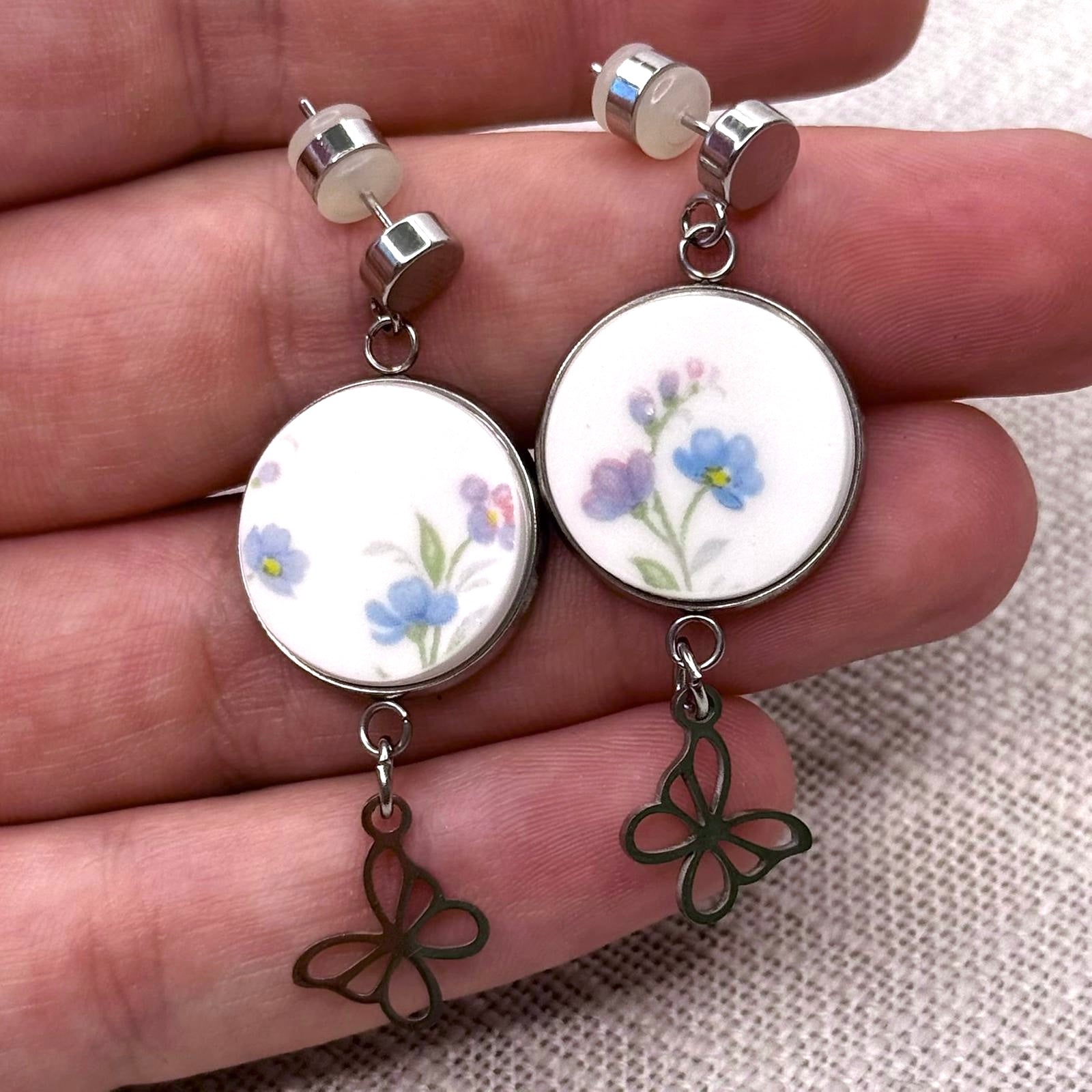 1965 Royal Albert ‘Memory Lane’ Stud Dangly Earrings Butterfly S