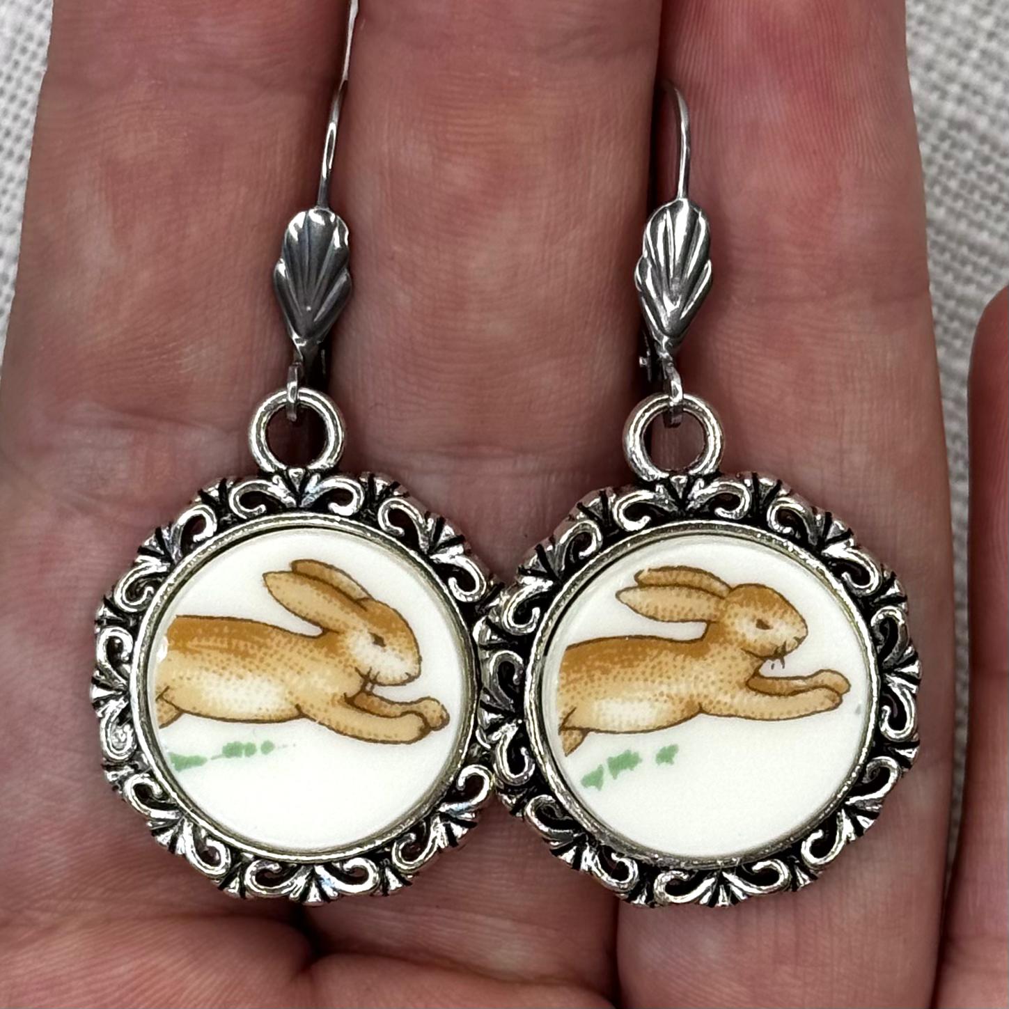 1970’s Royal Doulton ‘Bunnykins’ Leverback Dangly Earrings S