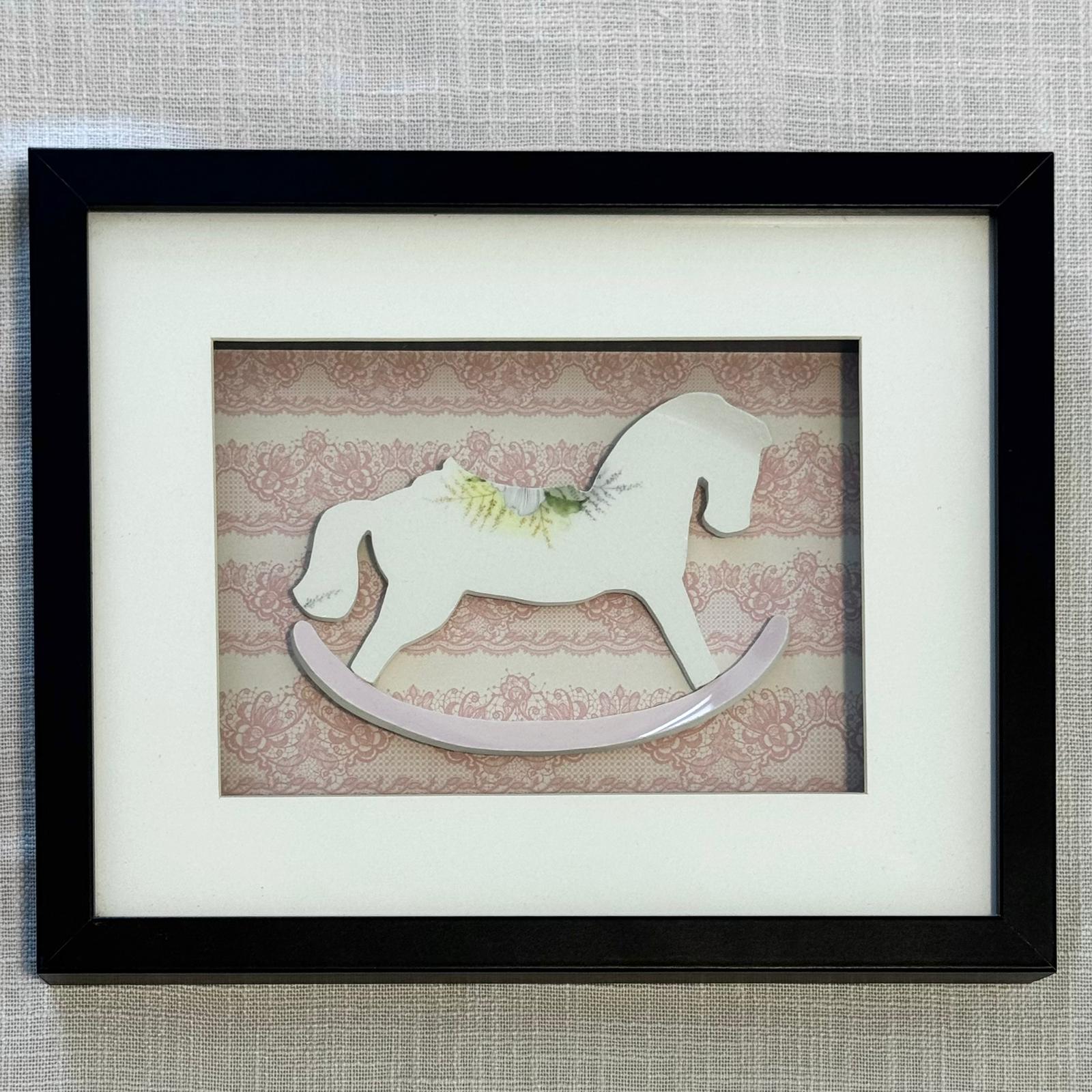 Rocking Horse from Staffordshire Pottery Framed Artwork