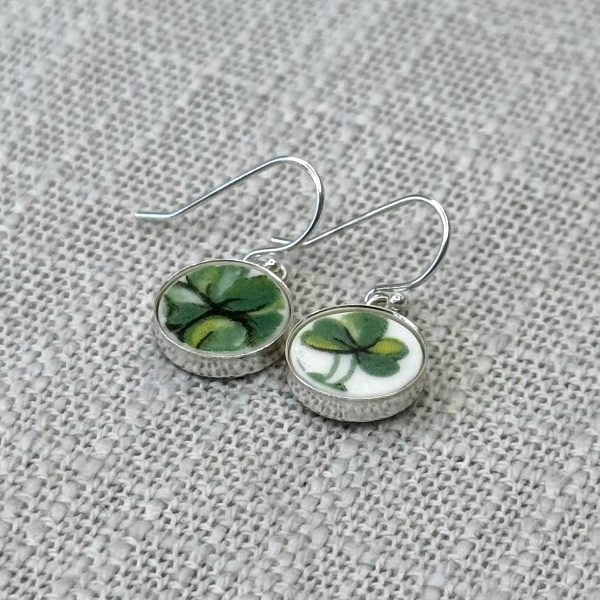 1950-60’s Sterling Silver Royal Albert ‘Londonderry Air’ Clover Dangly Earrings