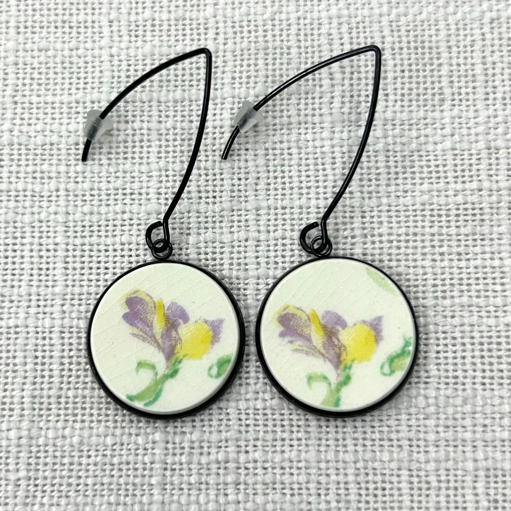 1937 Royal Doulton ‘Wild Pansy’ Hooks Dangly Earrings B