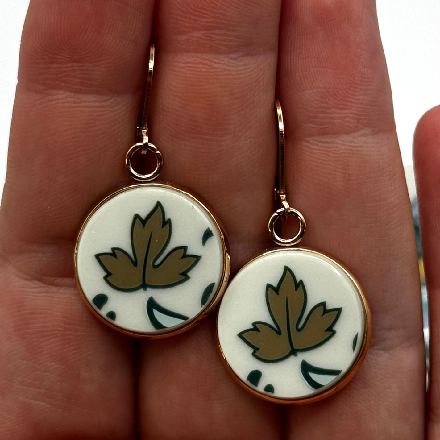 1970s Royal Doulton Huggies Reclaimed Vintage China Earrings Rose Gold
