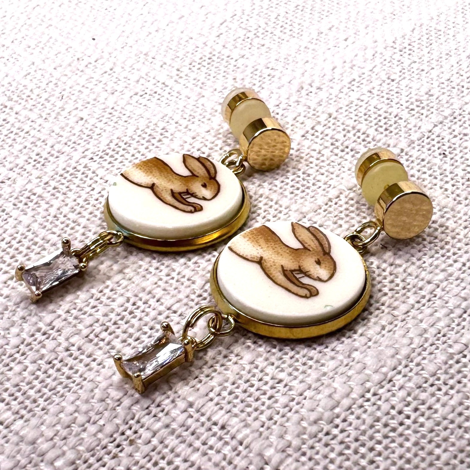 1970’s Royal Doulton ‘Bunnykins’ Stud Dangly Earrings Clear M