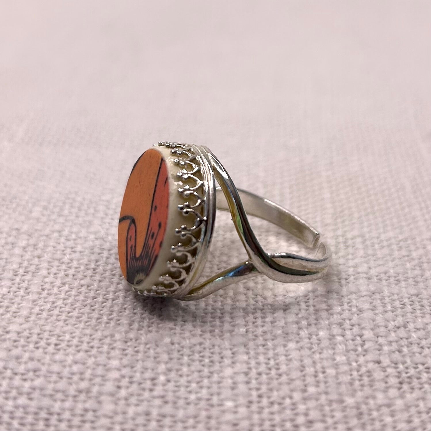 1960’70’s Sterling Silver Johnson of Australia ‘Poppy and Wheat’ Adjustable Ring SS