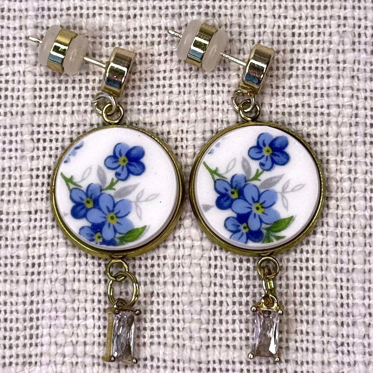 1950’s Queen Anne ‘Sonata’ Stud Dangly Earrings Clear Charm M