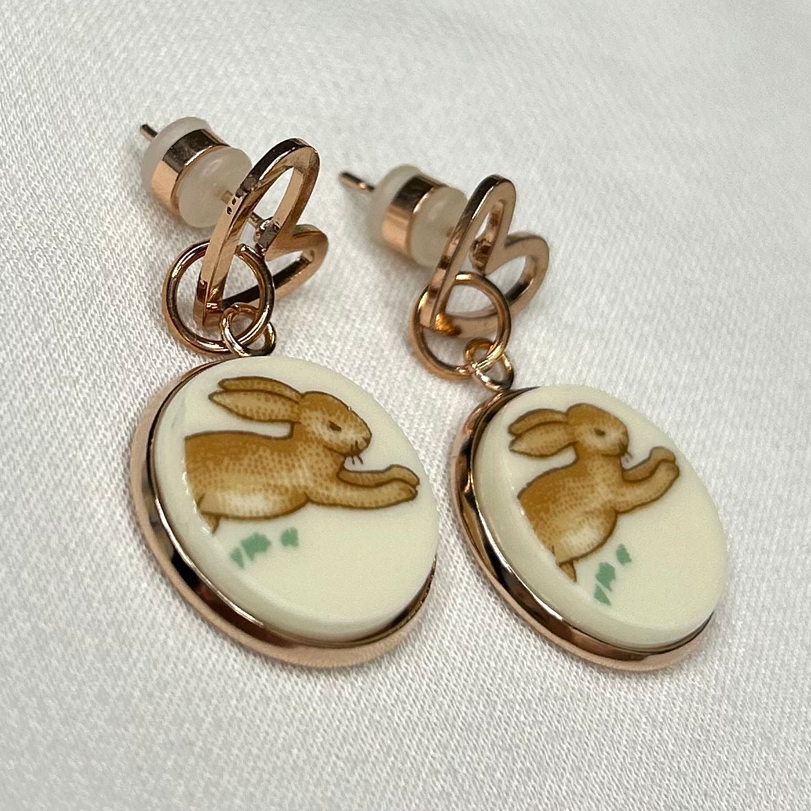 Bunnykins by Royal Doulton Heart Stud Dangly Earrings RM