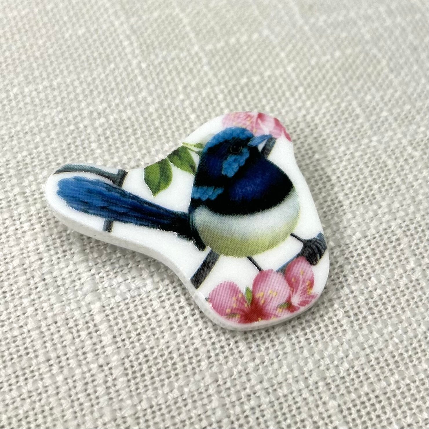 Blue Fairy Wren Brooch