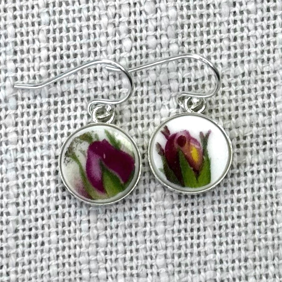 1962 Sterling Silver Royal Albert ‘Old Country Roses’ Dangly Earrings