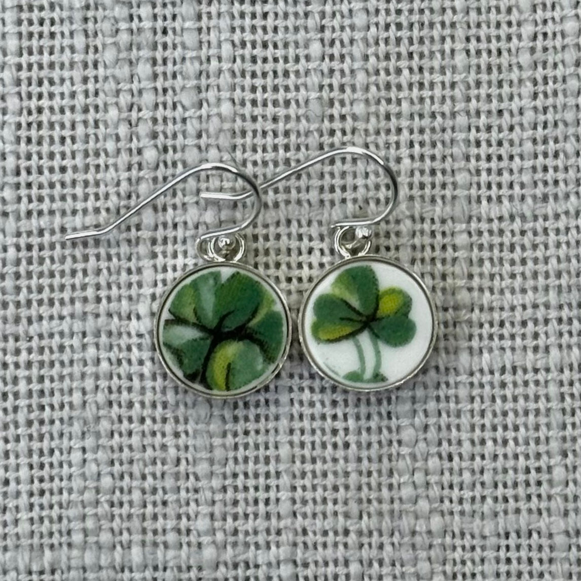 1950-60’s Sterling Silver Royal Albert ‘Londonderry Air’ Clover Dangly Earrings