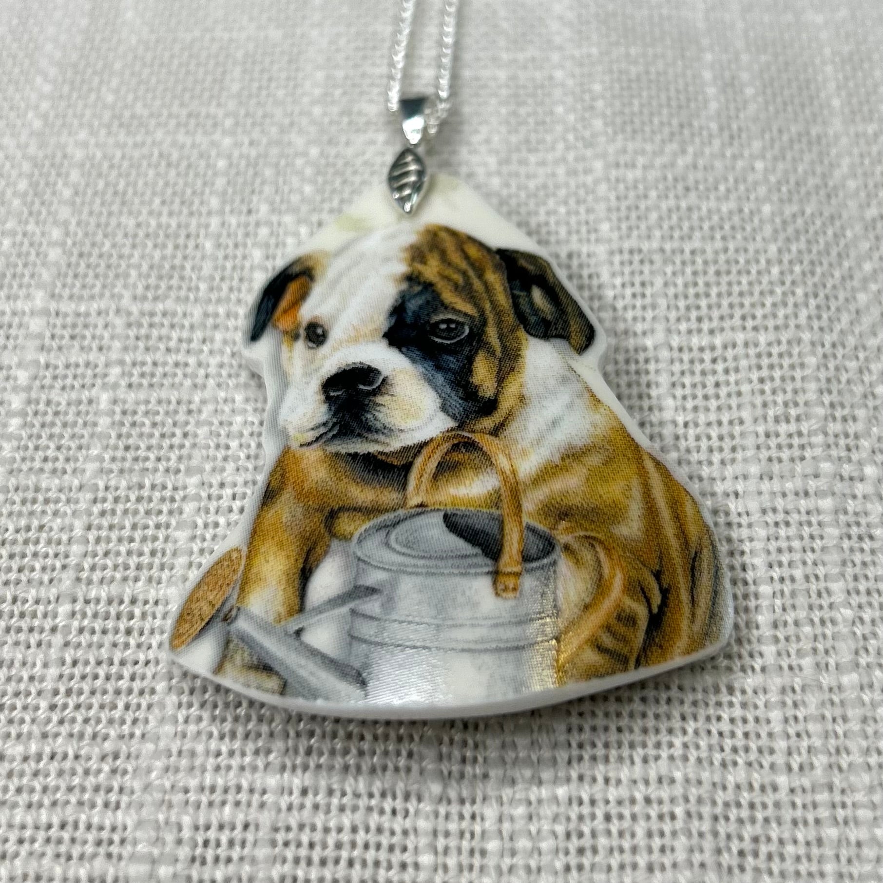 Sterling Silver English Bulldog Pendant Necklace