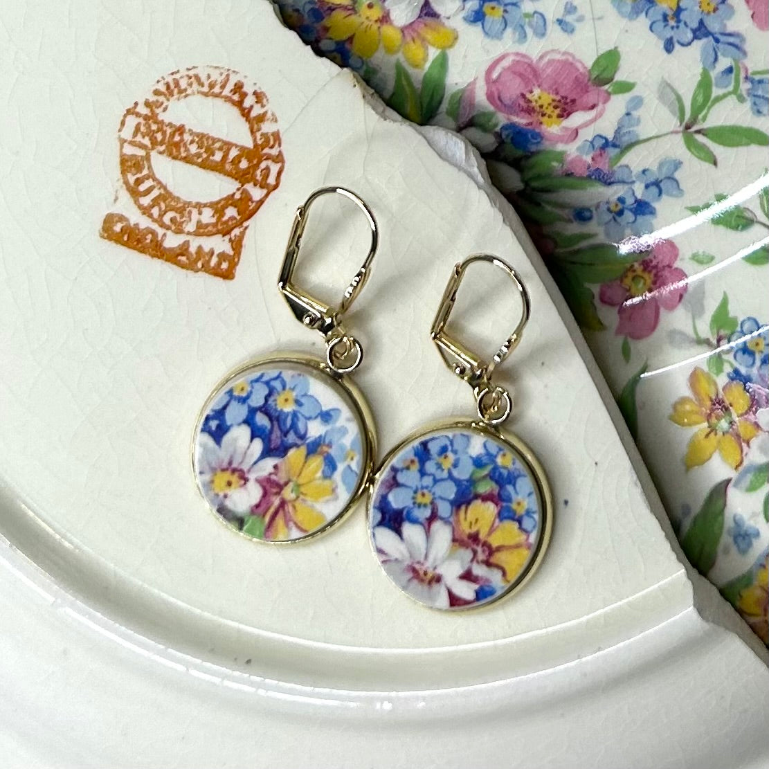 1910-1931 Midwinter Porcelon Burslem Leverback Dangly Earrings