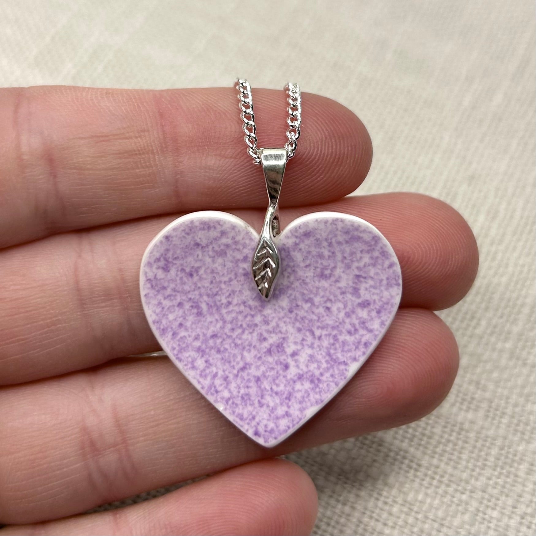 1930’s Royal Staffordshire Heart Shaped Pendant Necklace Sterling Silver